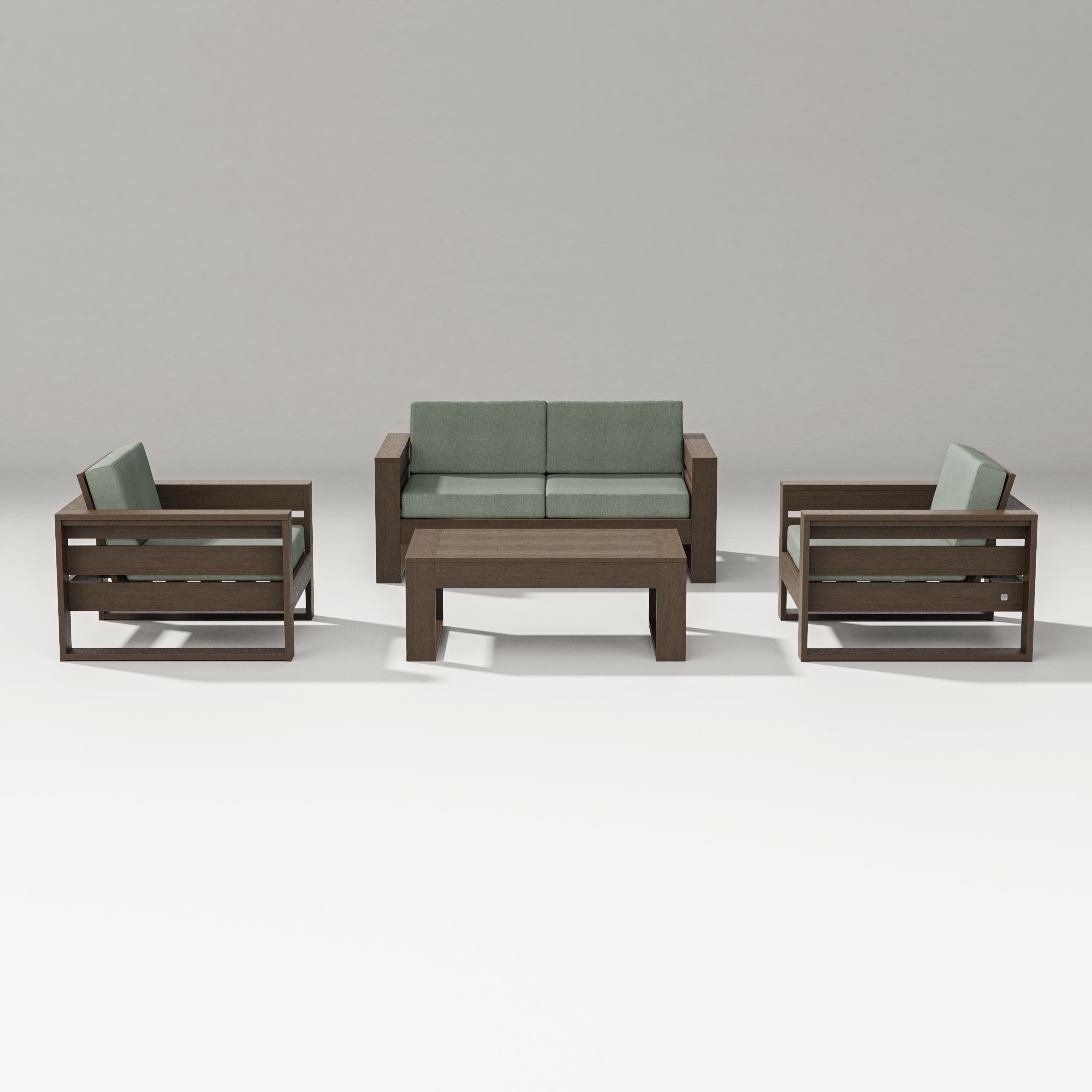 PW Designer Series Latitude 4-Piece Lounge Loveseat Set in Kona / Cast Sage