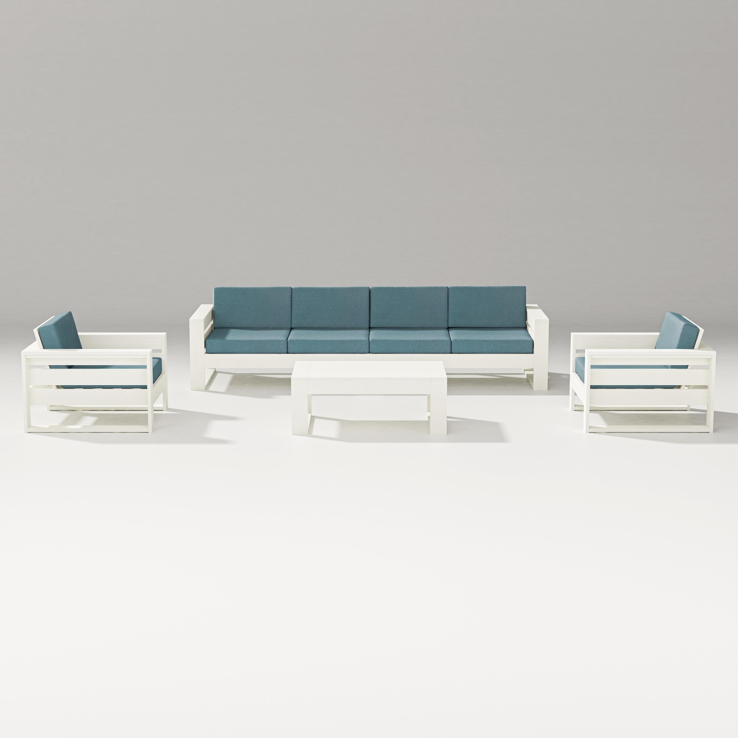PW Designer Series Latitude 5-Piece Lounge Sofa Set in Vintage White / Ocean Teal