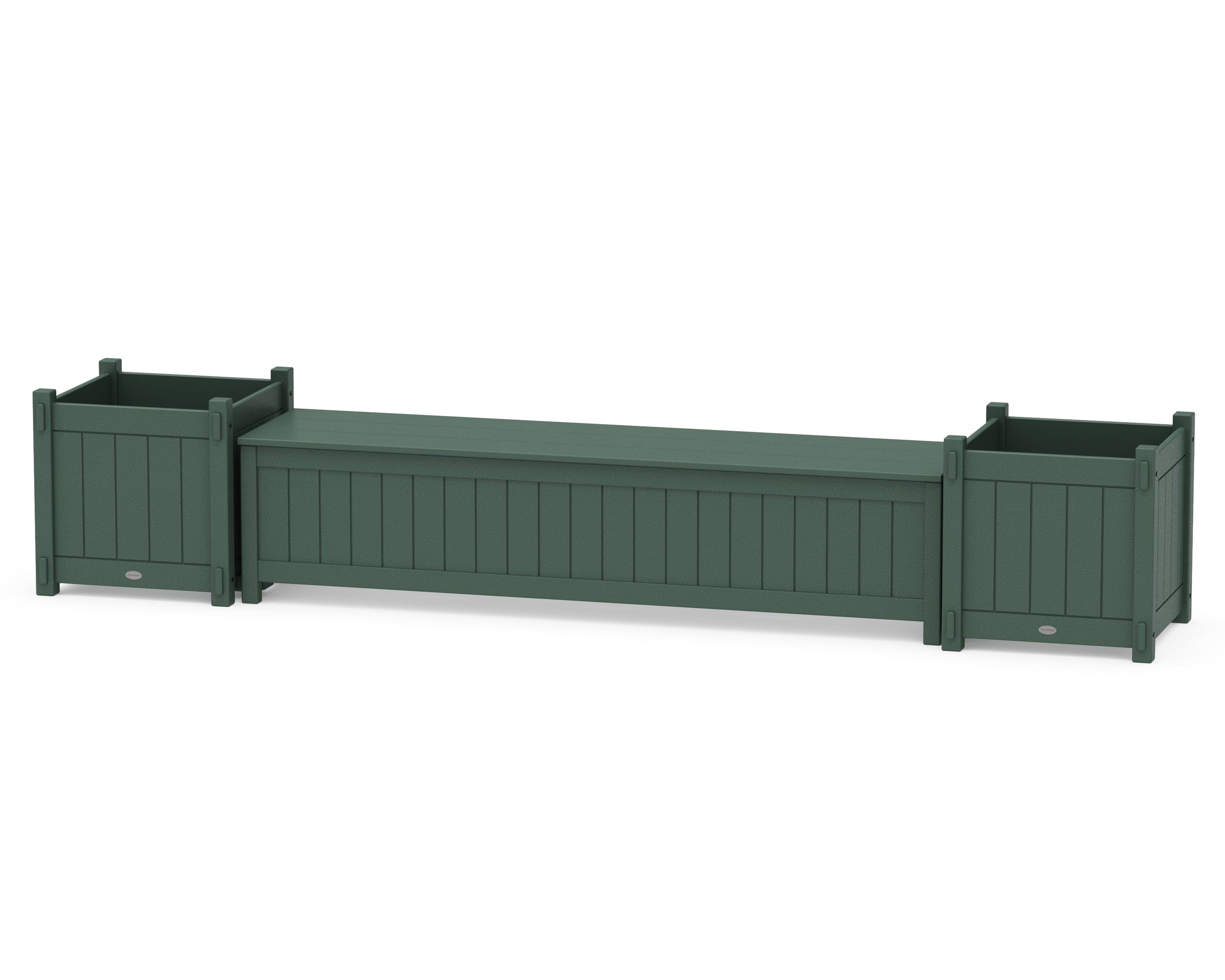 POLYWOOD 72" Vineyard Straight Planter Storage Bench Set- Large in Green