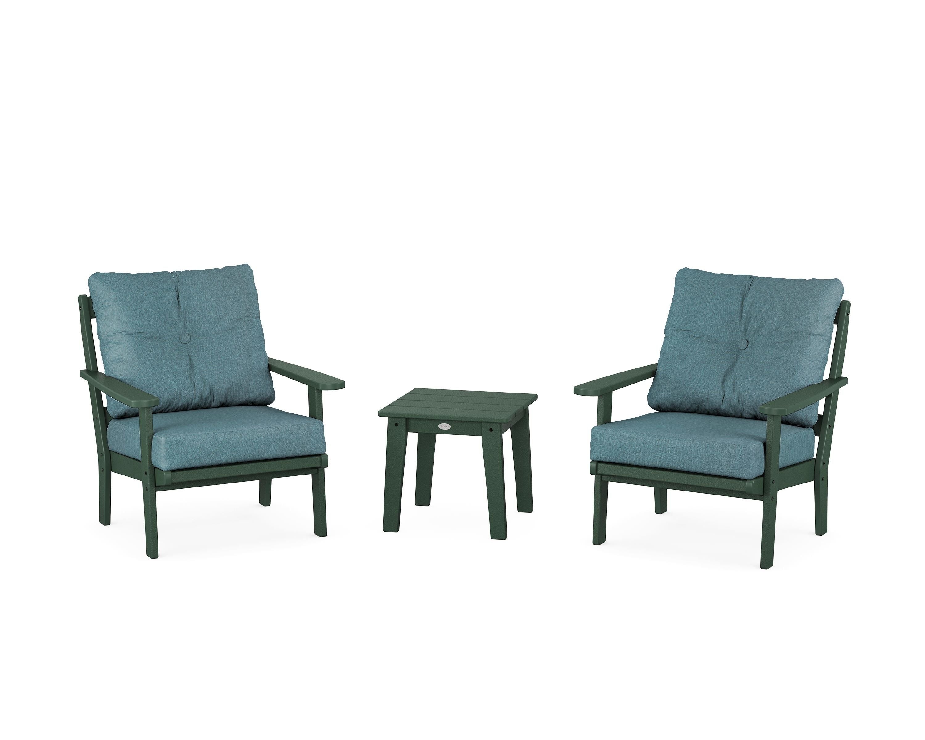 POLYWOOD Mission 3-Piece Deep Seating Set in Green / Ocean Teal