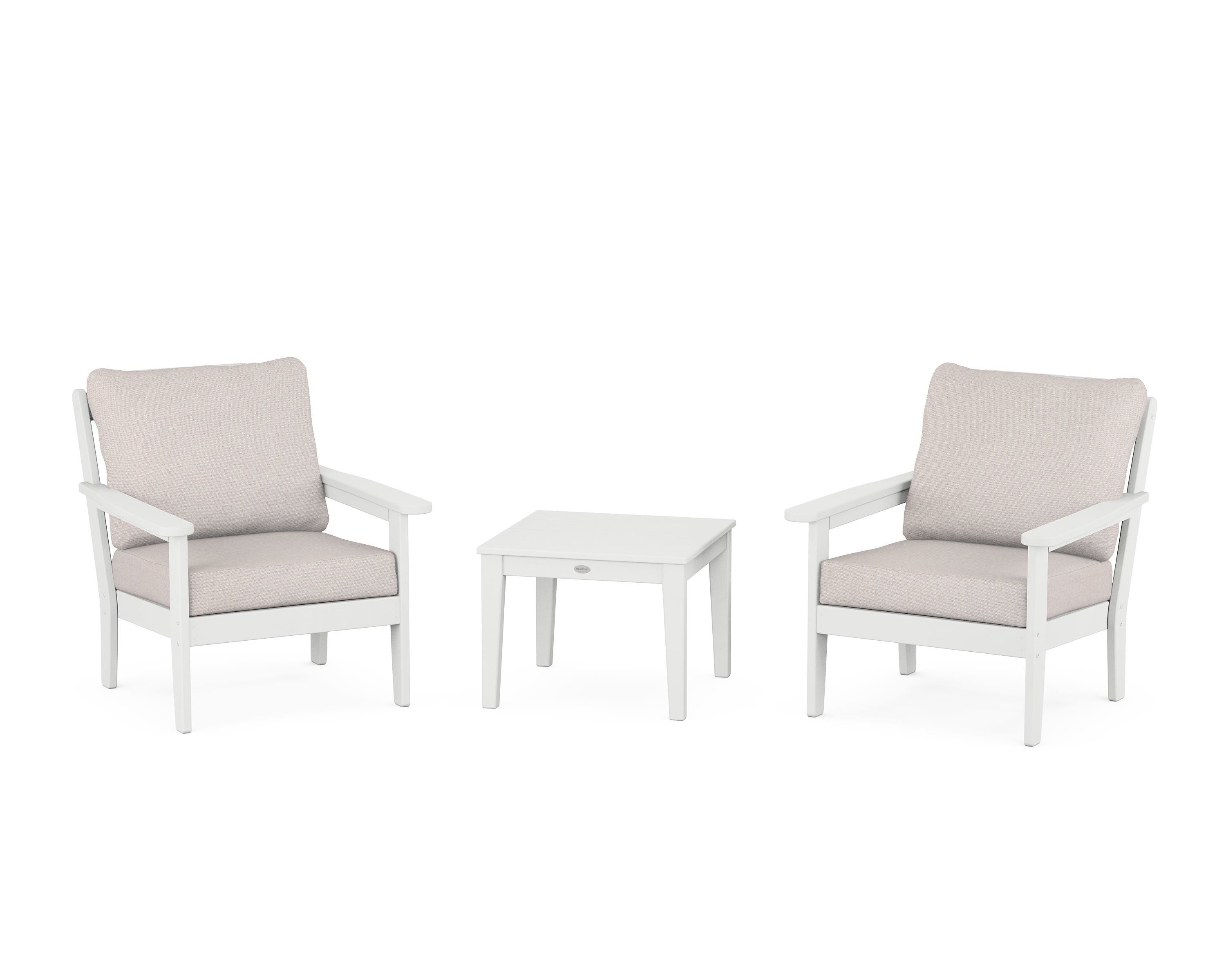 Country Living Cottage 3-Piece Deep Seating Set in White / Dune Burlap