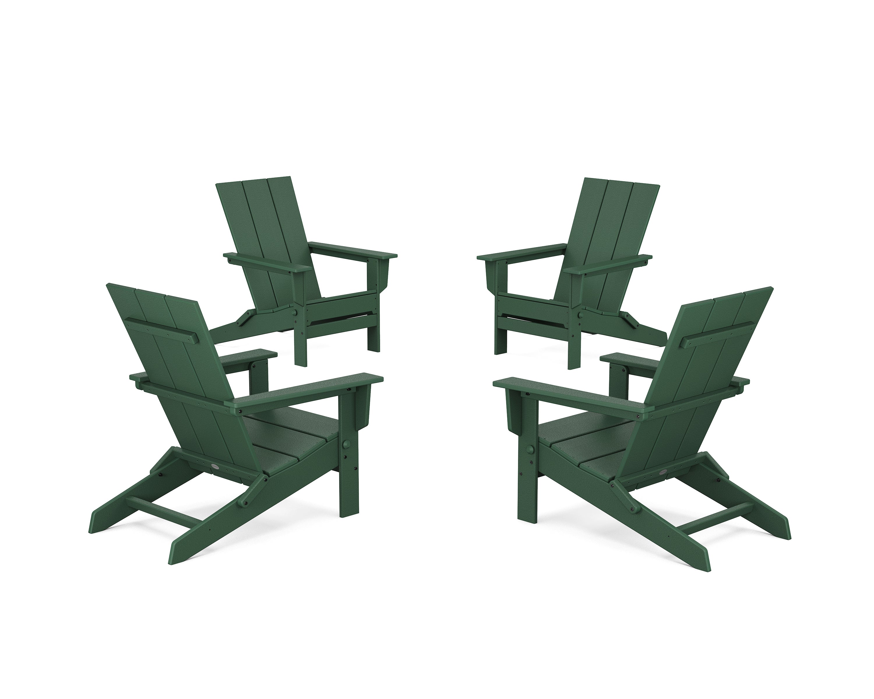 POLYWOOD® 4-Piece Modern Studio Folding Adirondack Chair Conversation Set in Green