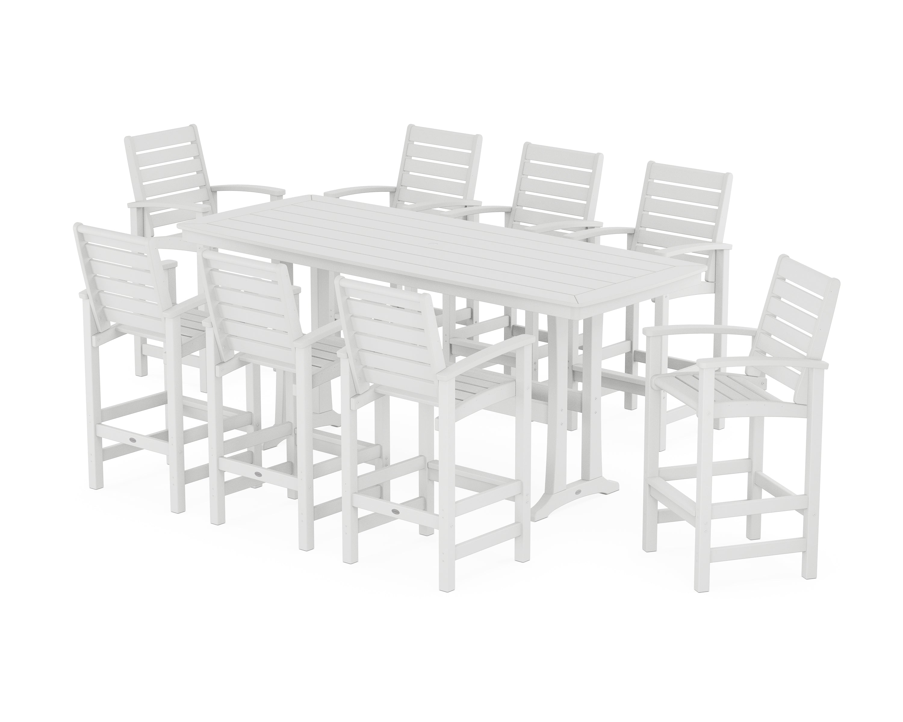 POLYWOOD® Signature 9-Piece Bar Set with Trestle Legs in White