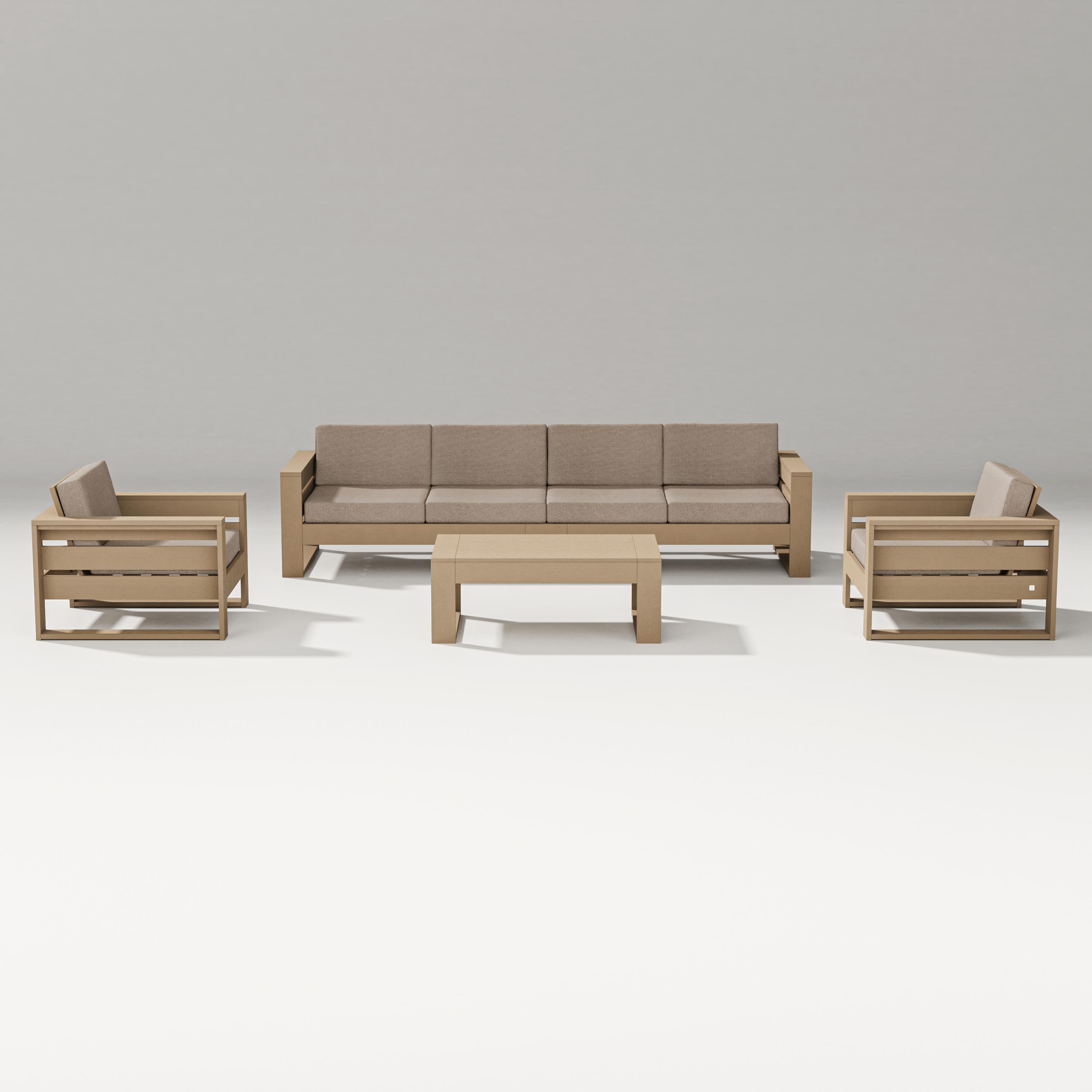 PW Designer Series Latitude 5-Piece Lounge Sofa Set in Vintage Sahara / Spiced Burlap