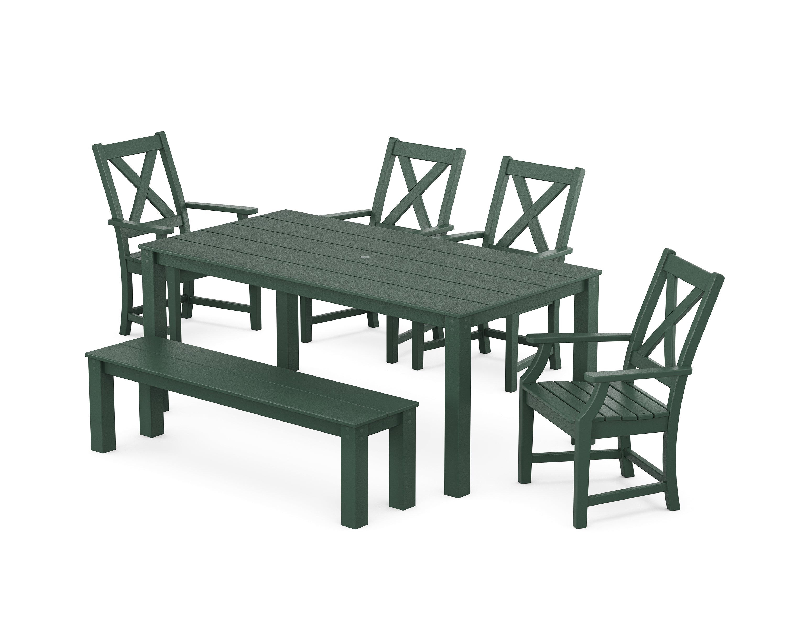 POLYWOOD® Braxton 6-Piece Parsons Dining Set with Bench in Green