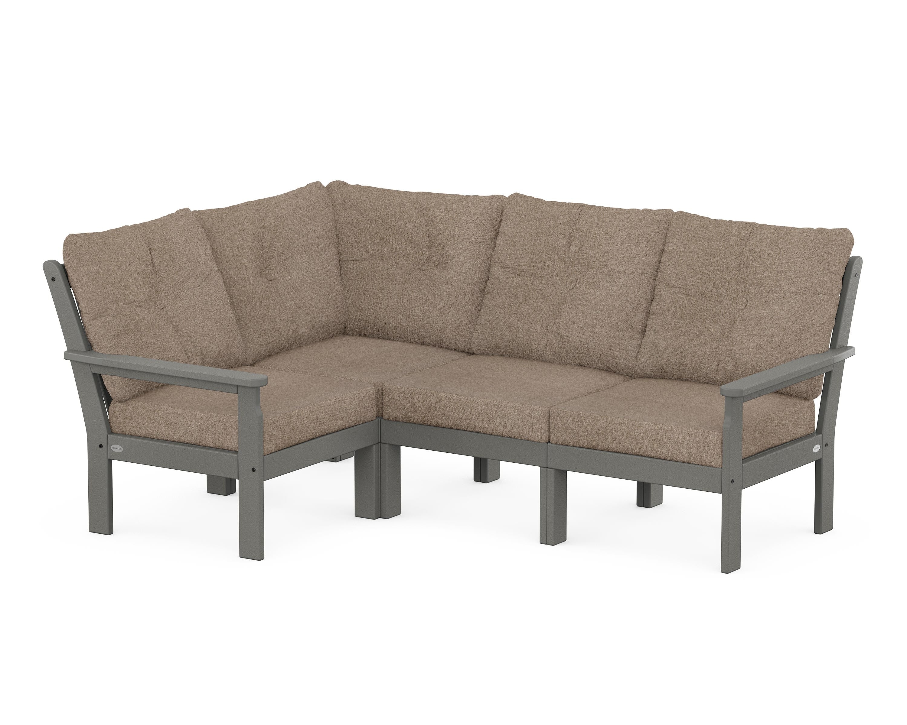 POLYWOOD Vineyard 4-Piece Sectional in Slate Grey / Spiced Burlap