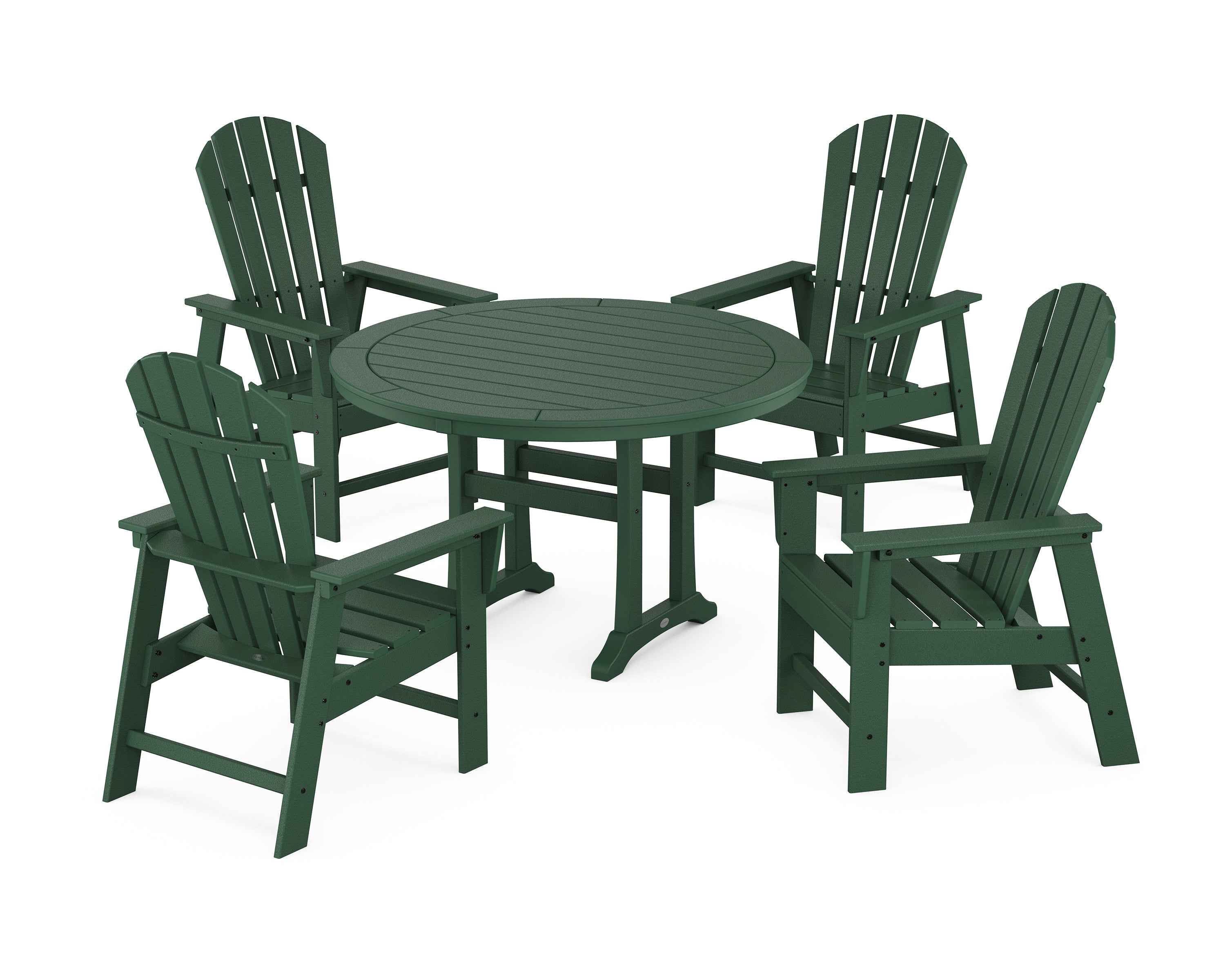 POLYWOOD® South Beach 5-Piece Round Dining Set with Trestle Legs in Green