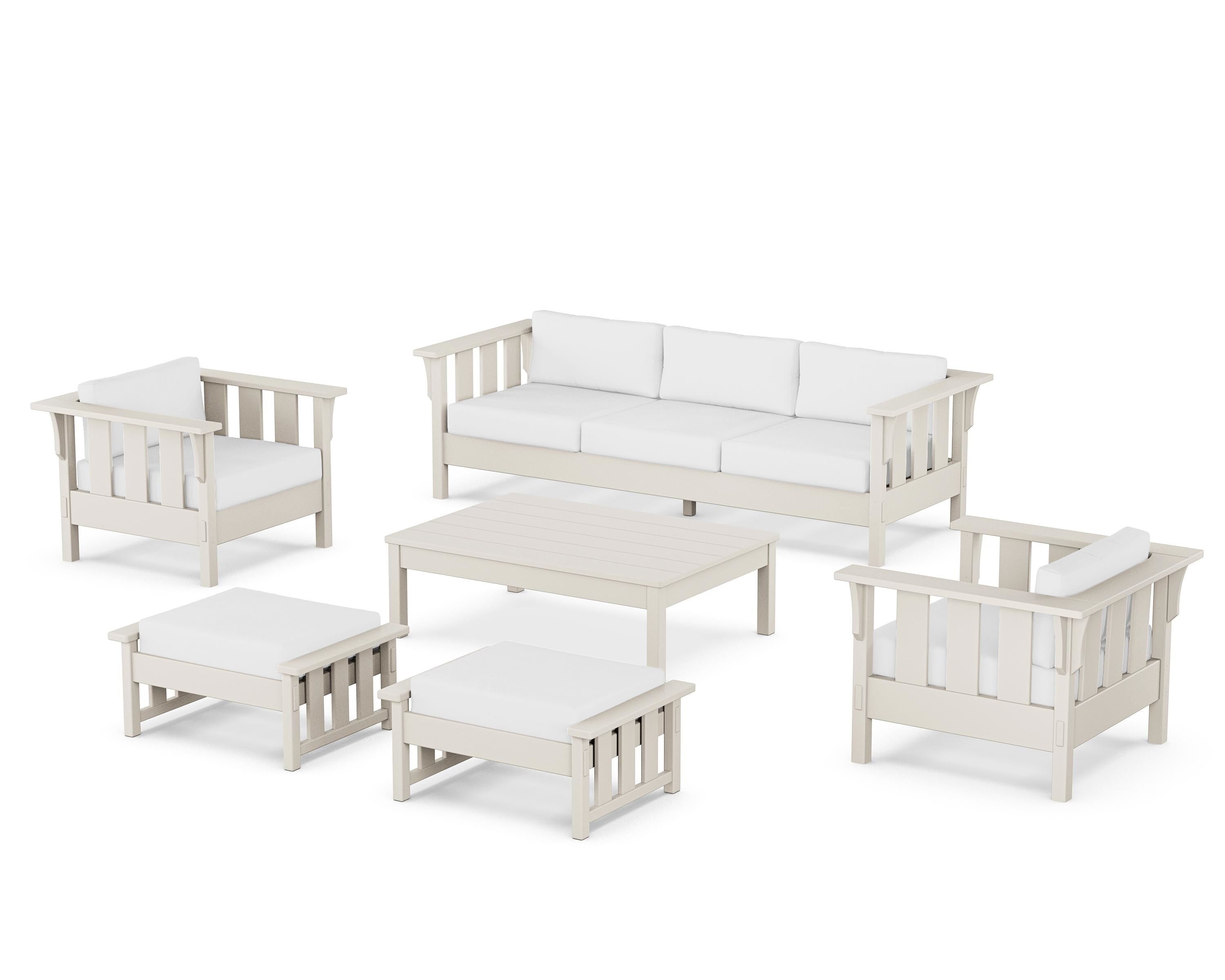 Martha Stewart by POLYWOOD Acadia 6-Piece Lounge Sofa Set in Sand / Natural