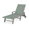 POLYWOOD Coastal Chaise with Wheels in Slate Grey / Dupioni Sea Mist Sling