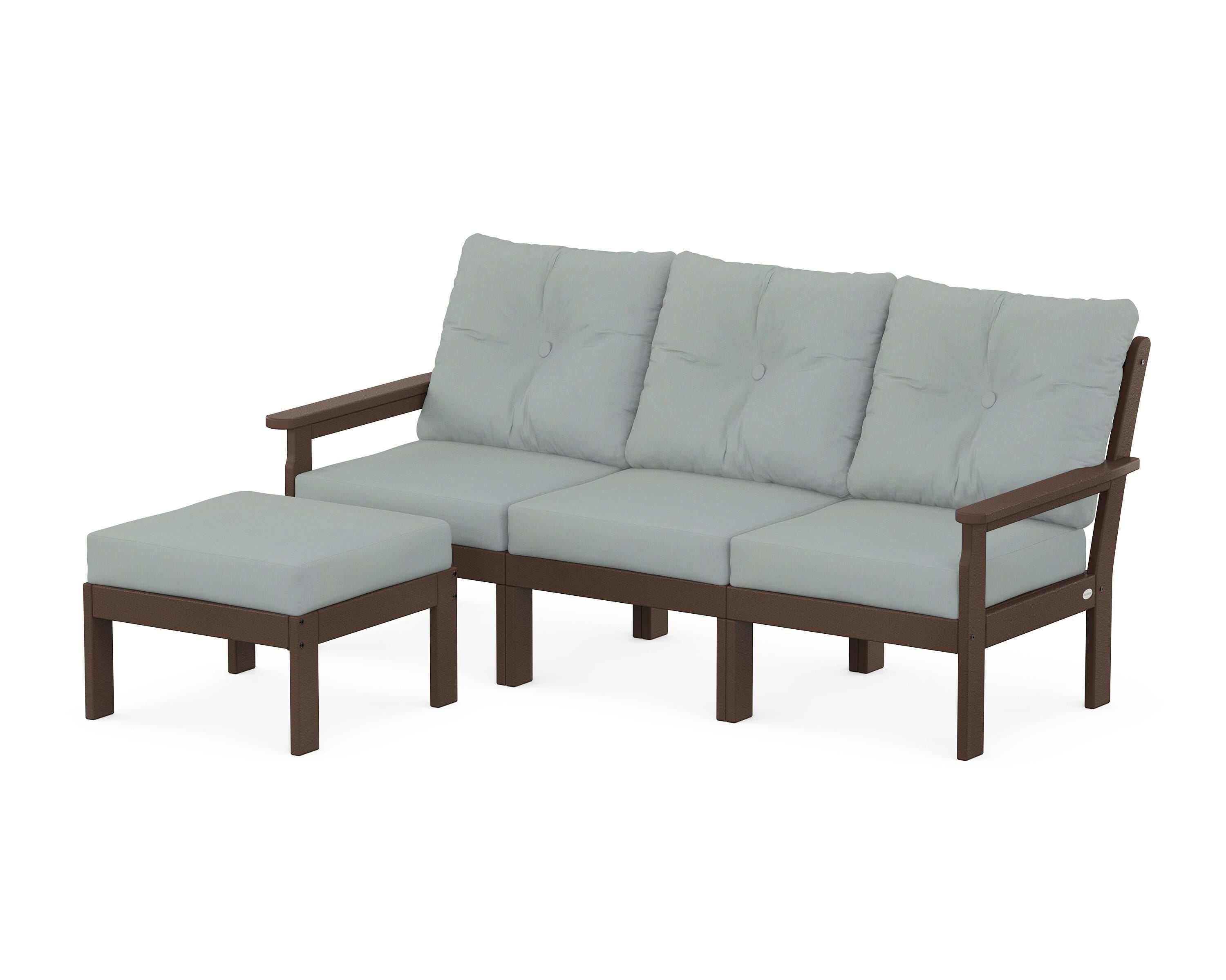 POLYWOOD Vineyard 4-Piece Sectional with Ottoman in Mahogany / Spa