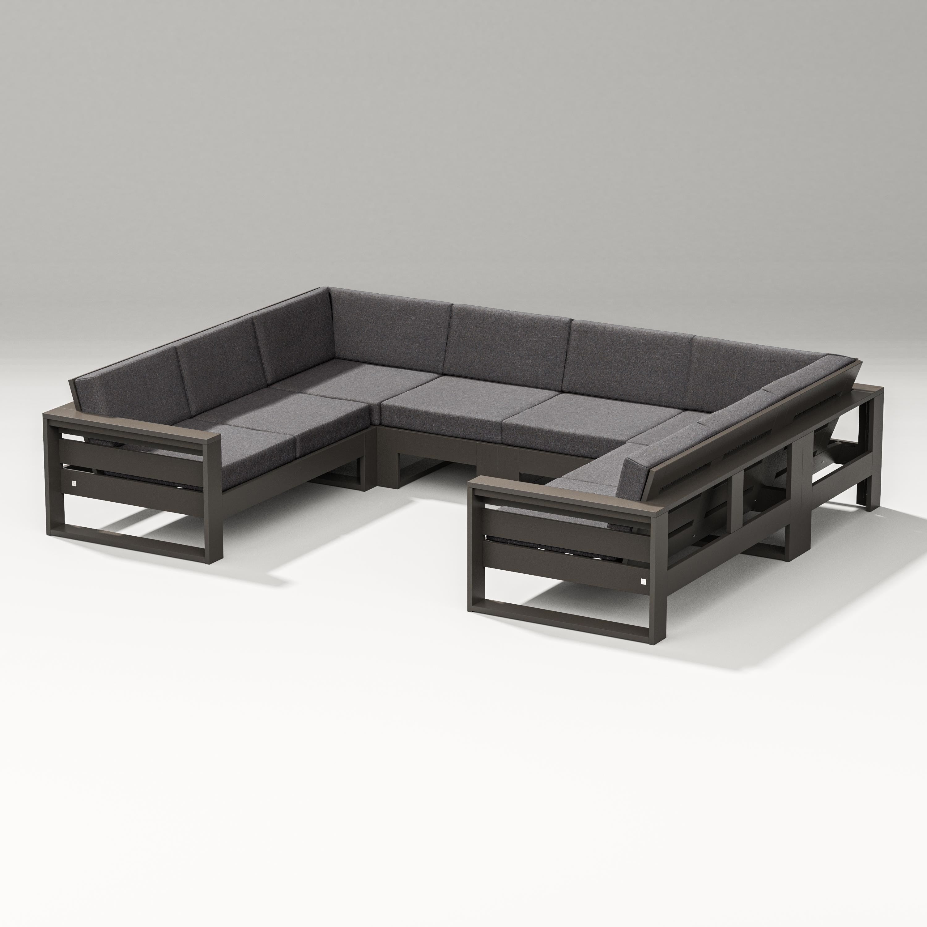 PW Designer Series Latitude U-Shaped Sectional in Vintage Coffee / Ash Charcoal