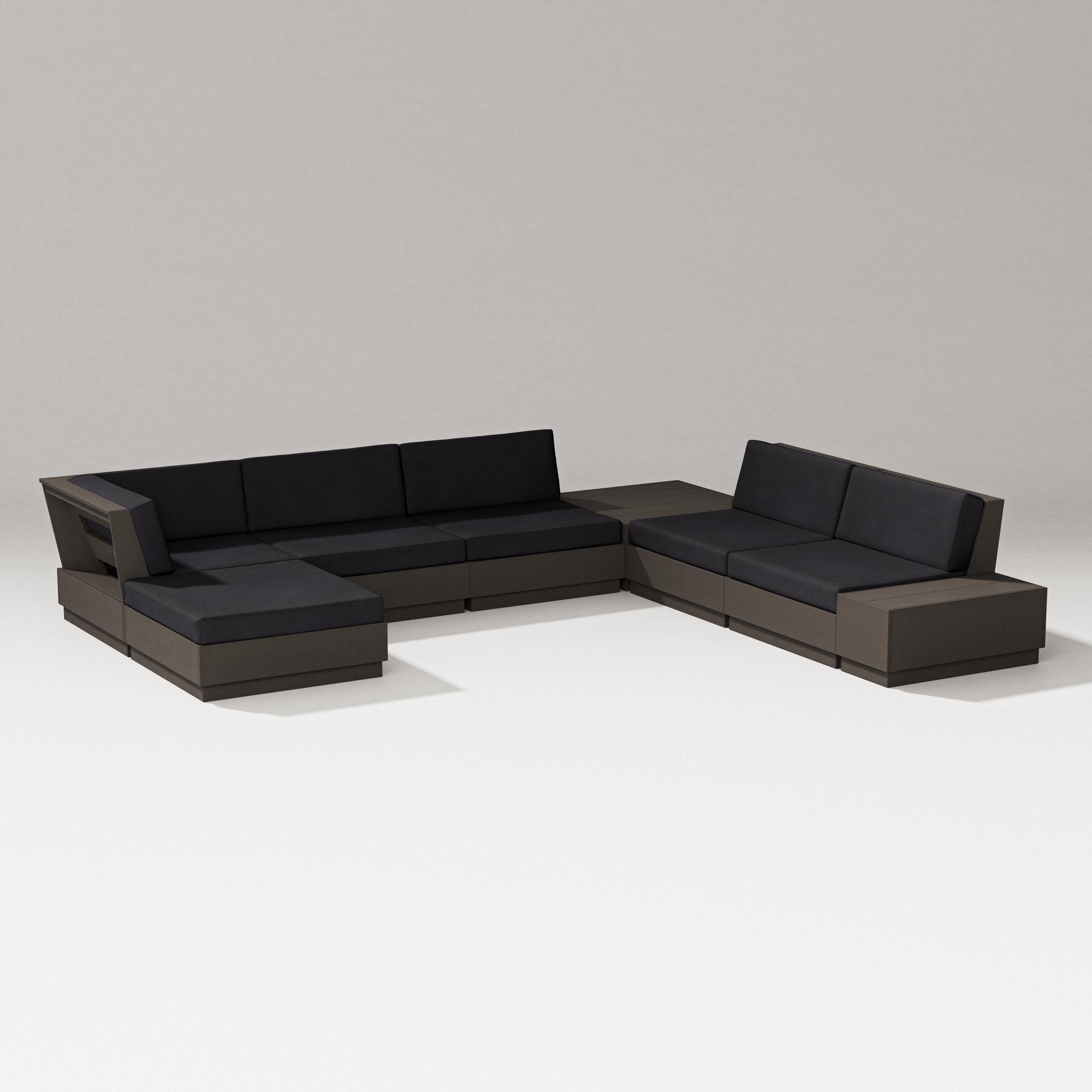 PW Designer Series Elevate 8-Piece Corner Sectional in Vintage Coffee / Midnight Linen