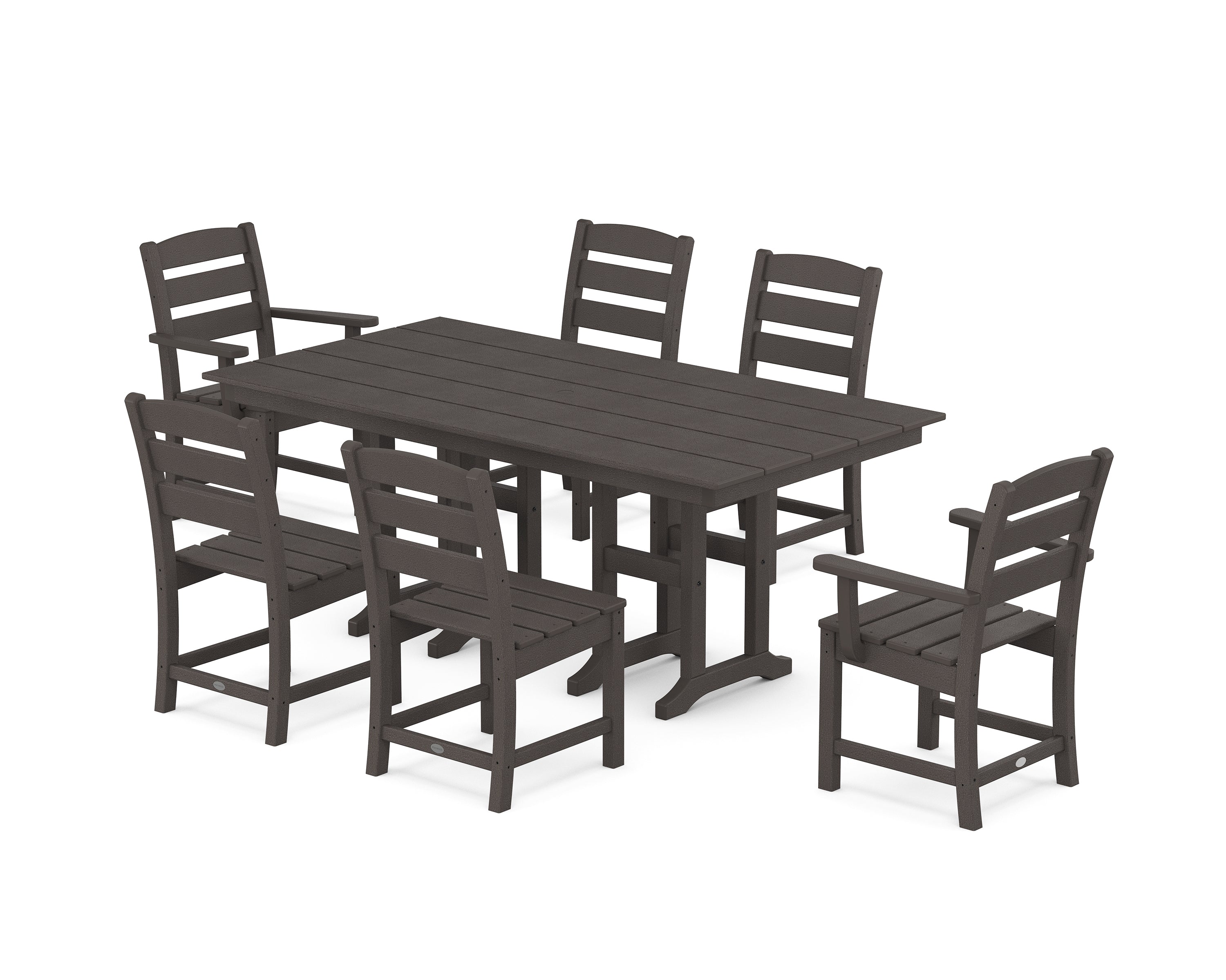POLYWOOD® Lakeside 7-Piece Farmhouse Dining Set in Vintage Coffee