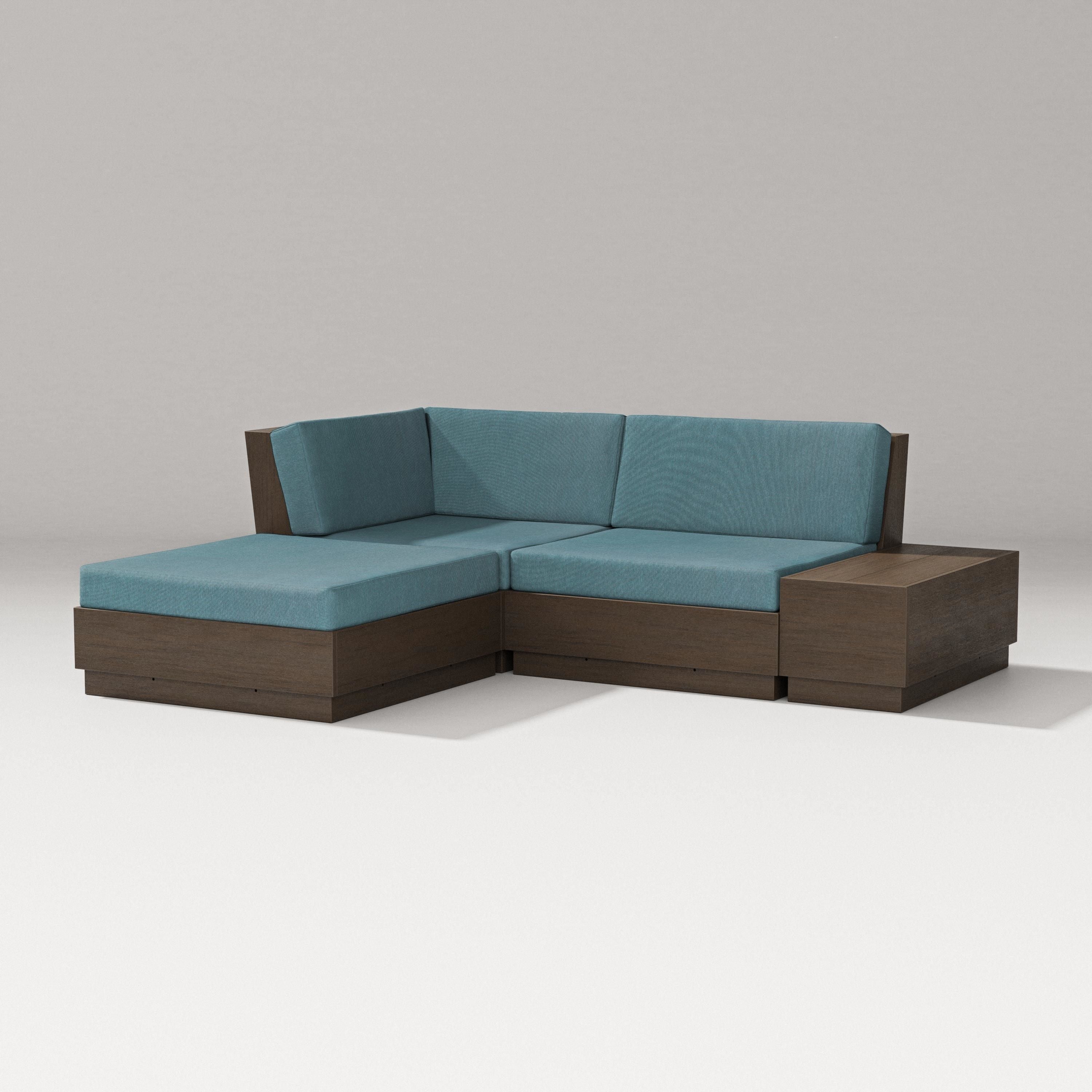 PW Designer Series Elevate Loveseat Sectional with Chaise in Kona / Ocean Teal