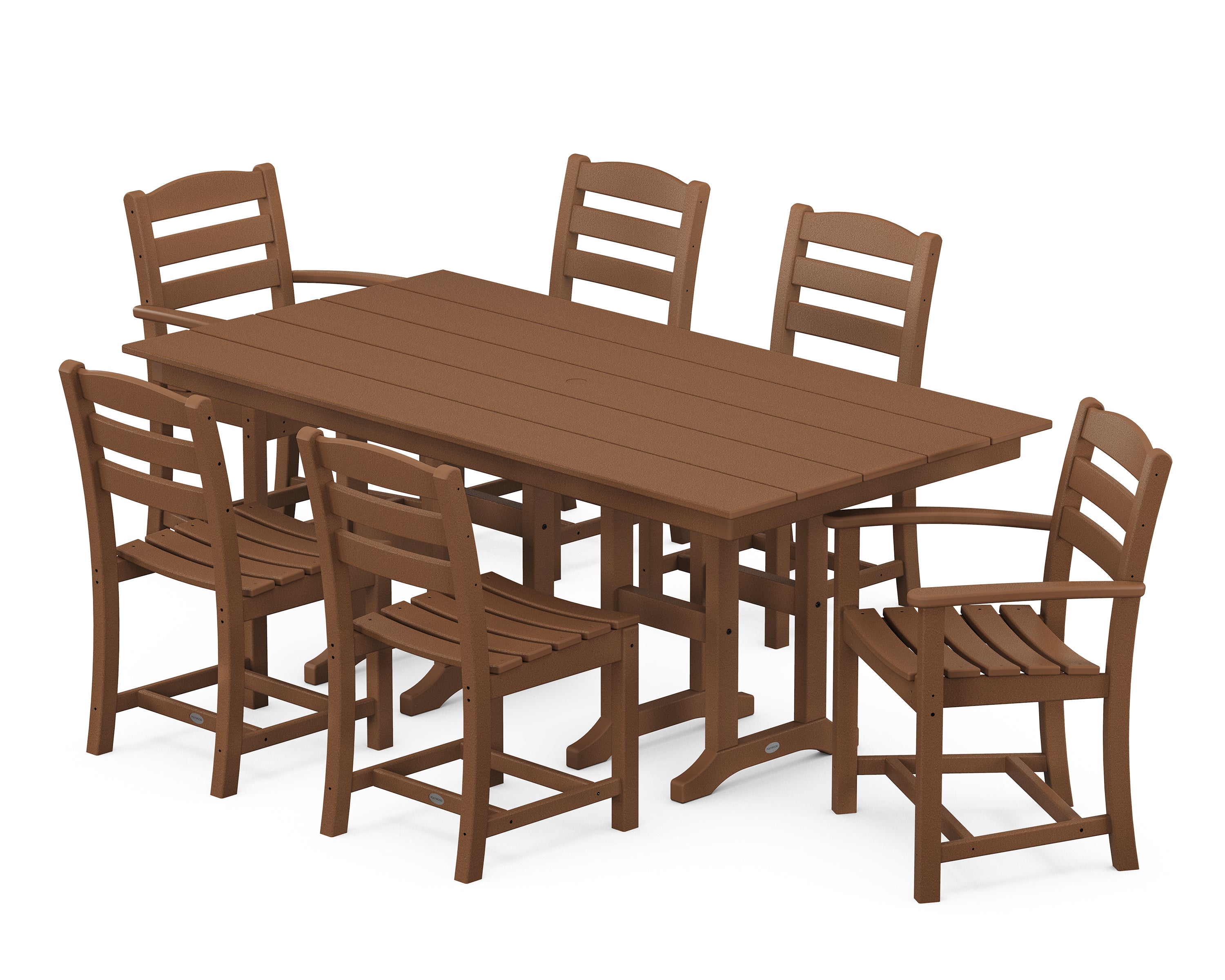 POLYWOOD La Casa Café 7-Piece Farmhouse Dining Set in Teak