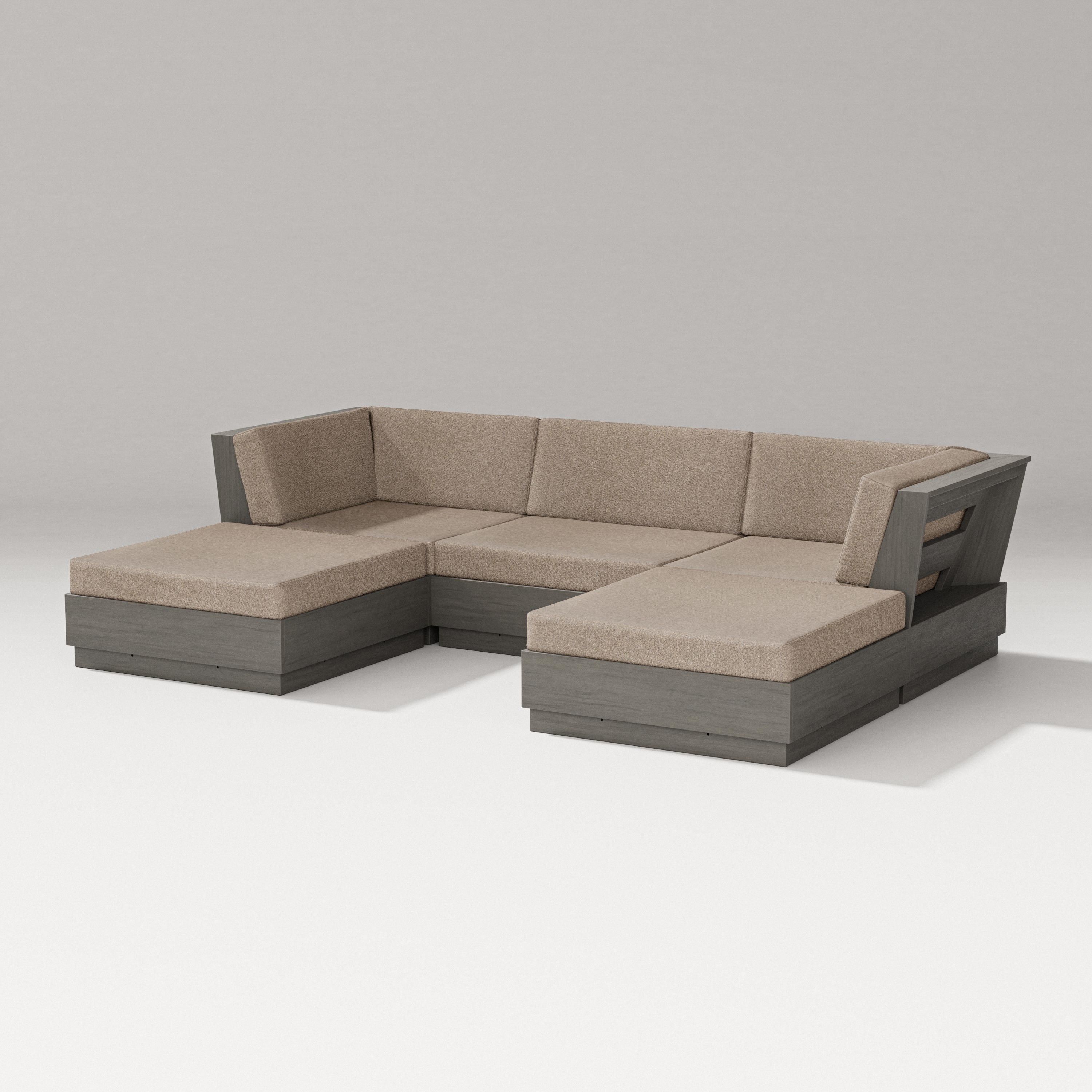 PW Designer Series Elevate Double Chaise Sectional in Driftwood / Spiced Burlap