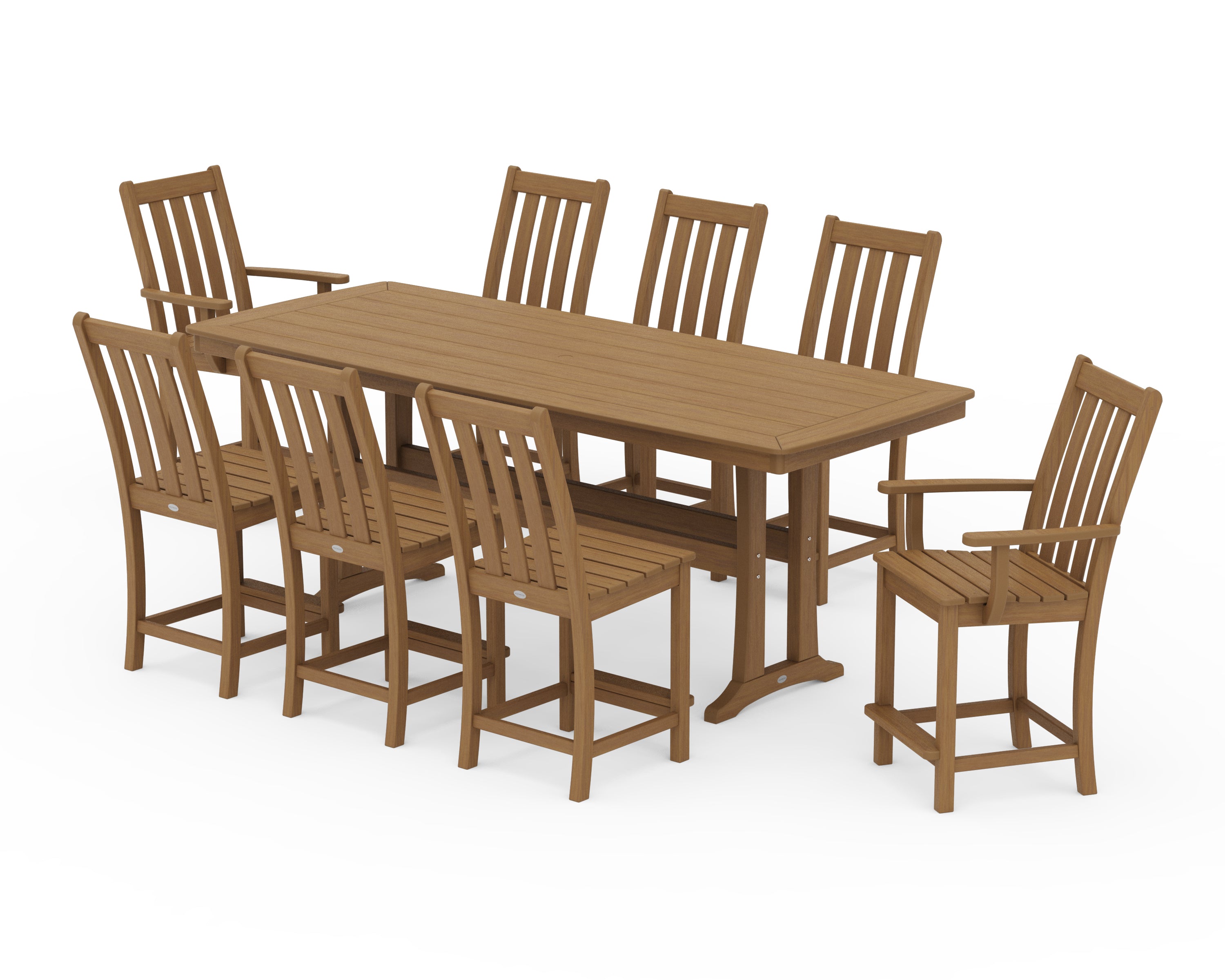 POLYWOOD Vineyard 9-Piece Counter Set with Trestle Legs in Natural
