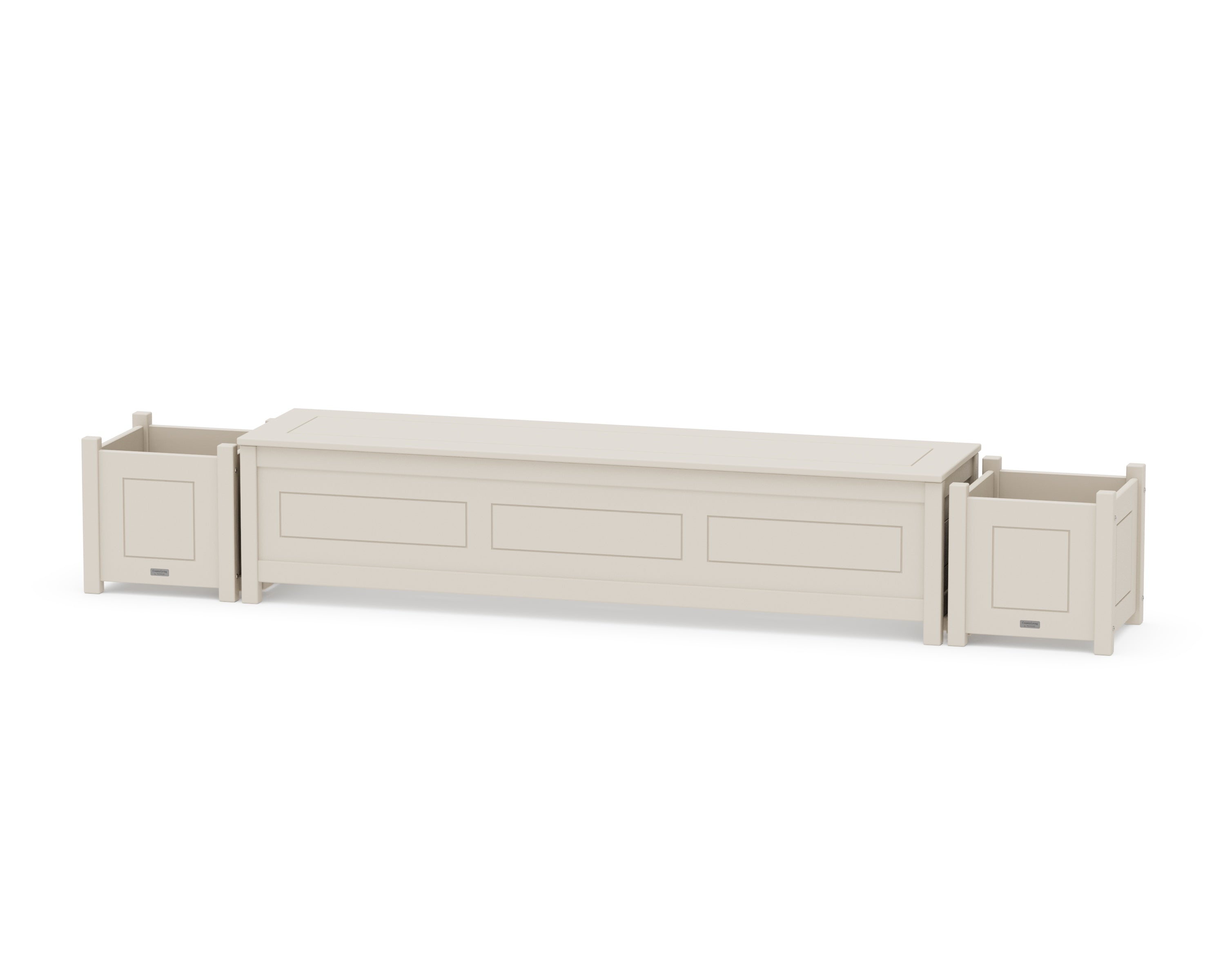 Country Living 72" Country Living Straight Planter Storage Bench Set in Sand