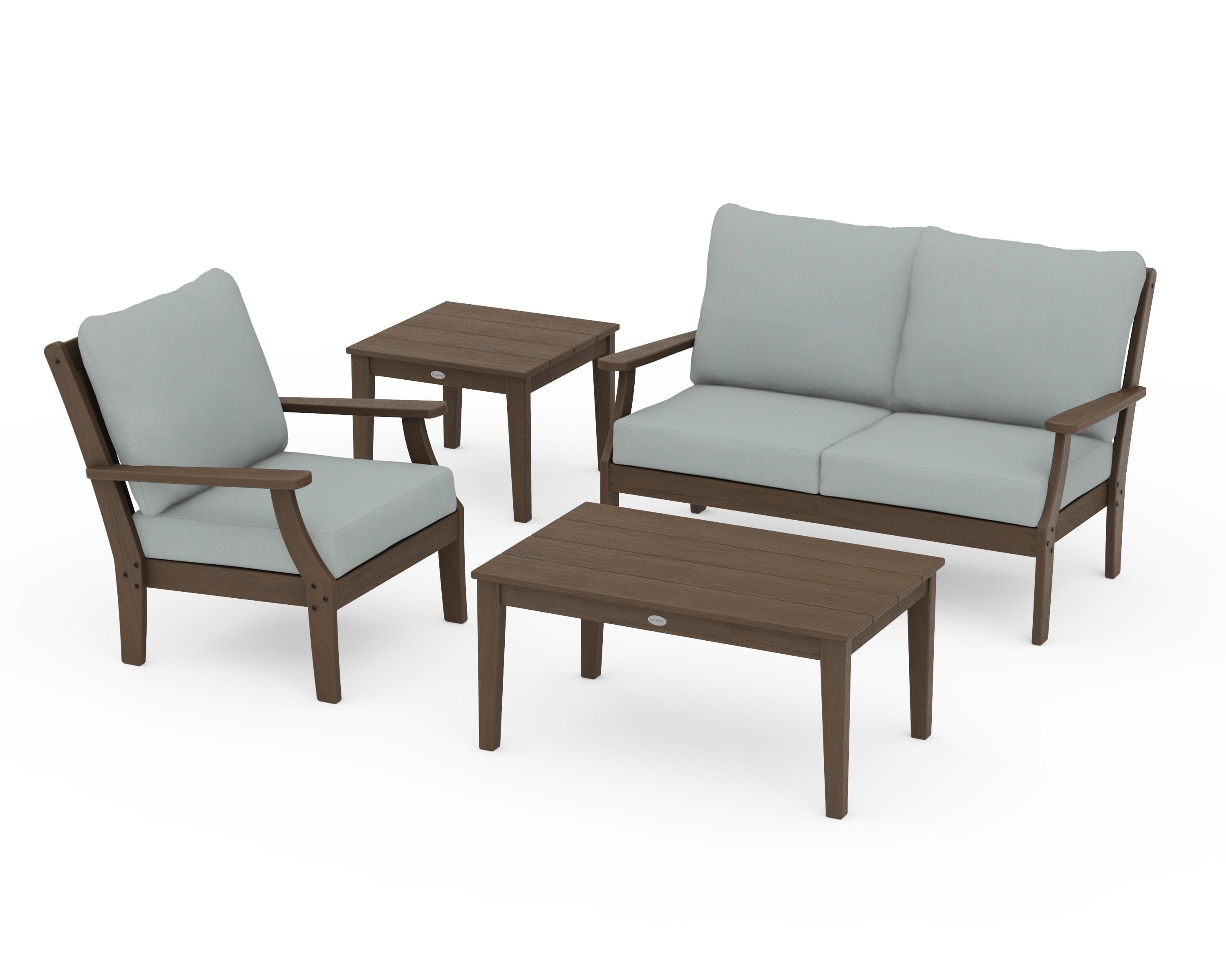 POLYWOOD Braxton 4-Piece Deep Seating Set in Kona / Spa