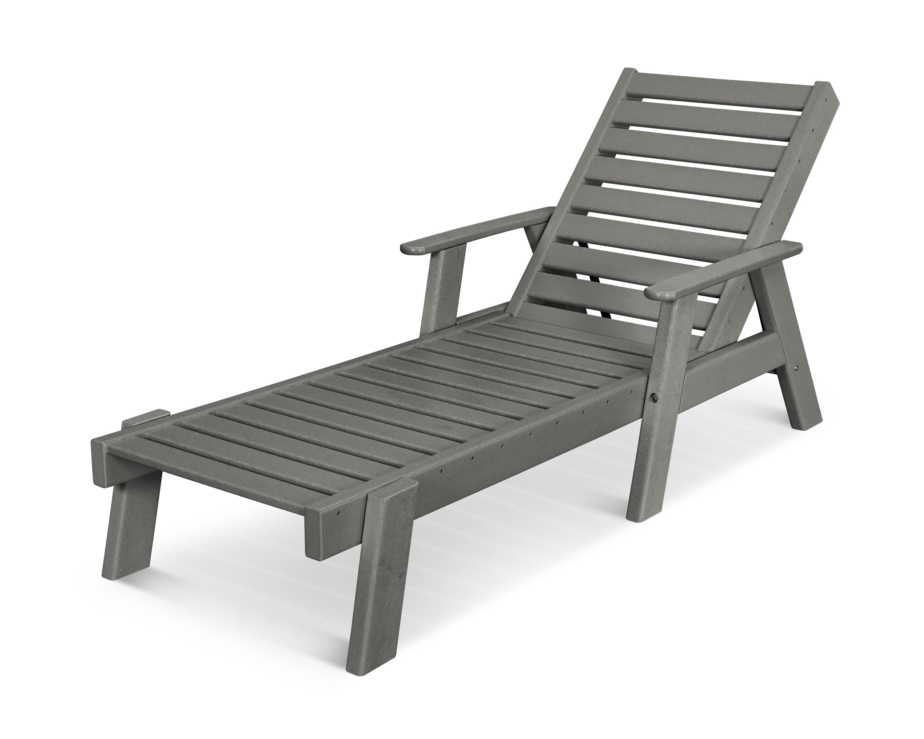 POLYWOOD® Captain Chaise with Arms in Slate Grey