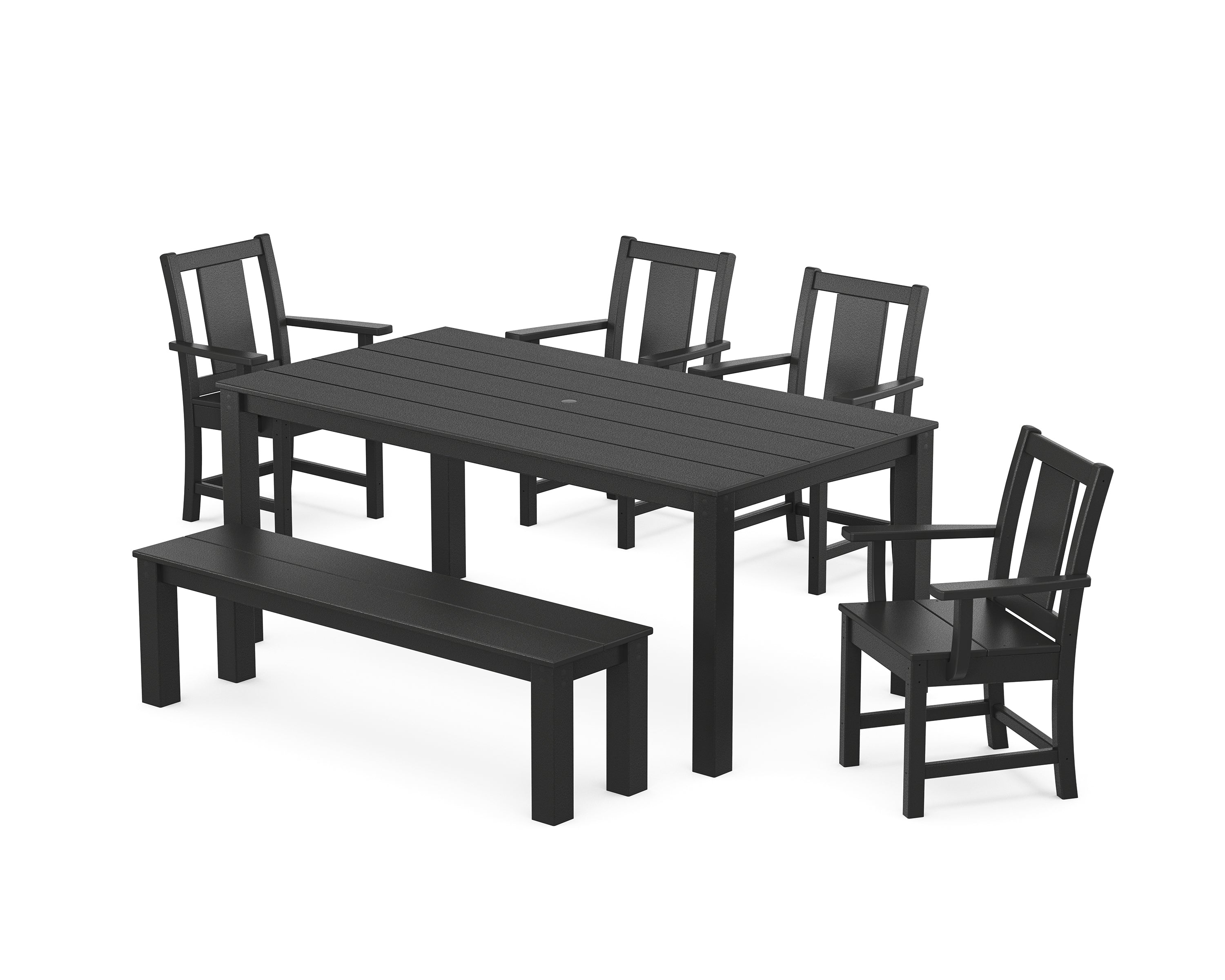 POLYWOOD® Prairie 6-Piece Parsons Dining Set with Bench in Black