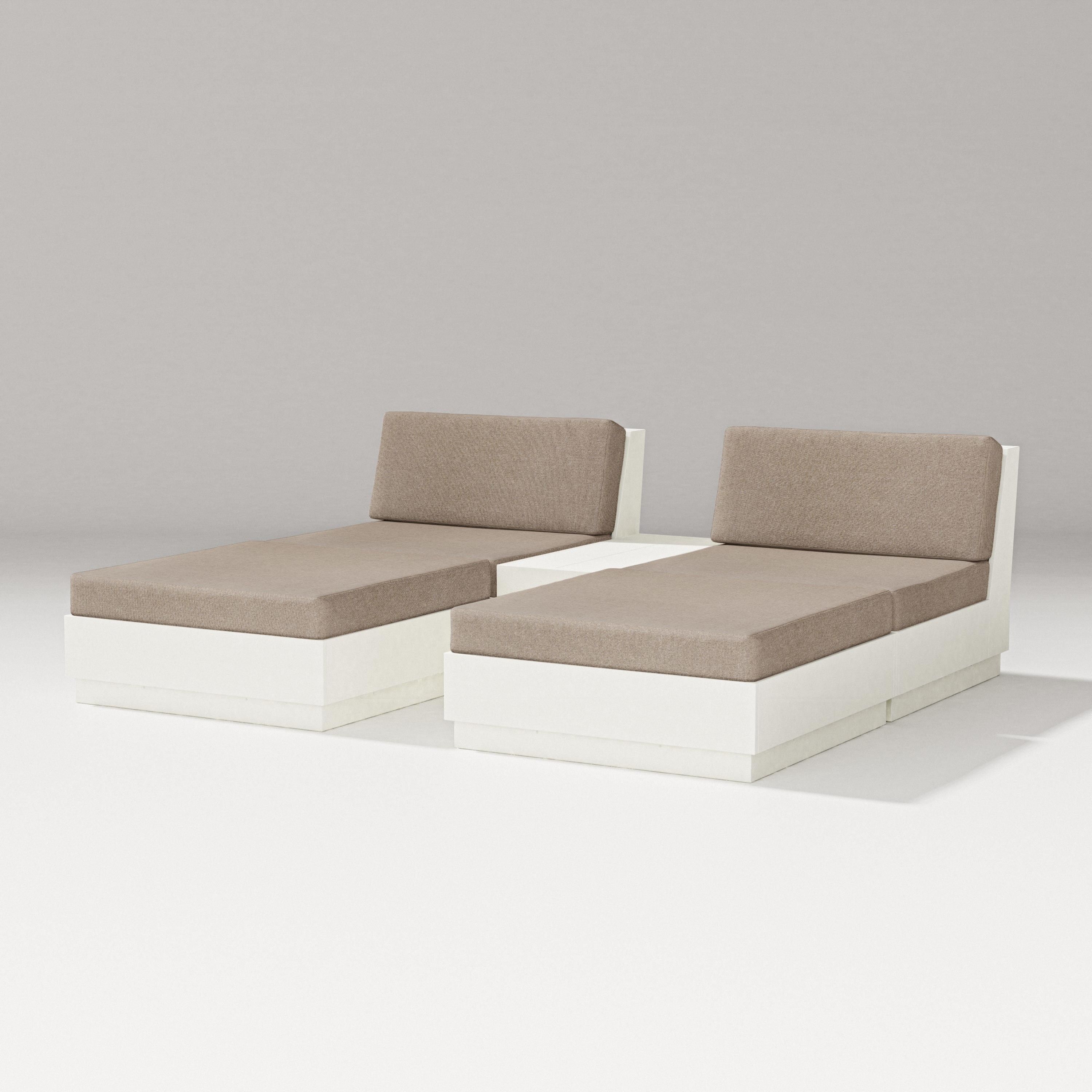 PW Designer Series Elevate Double Chaise Set in Vintage White / Spiced Burlap