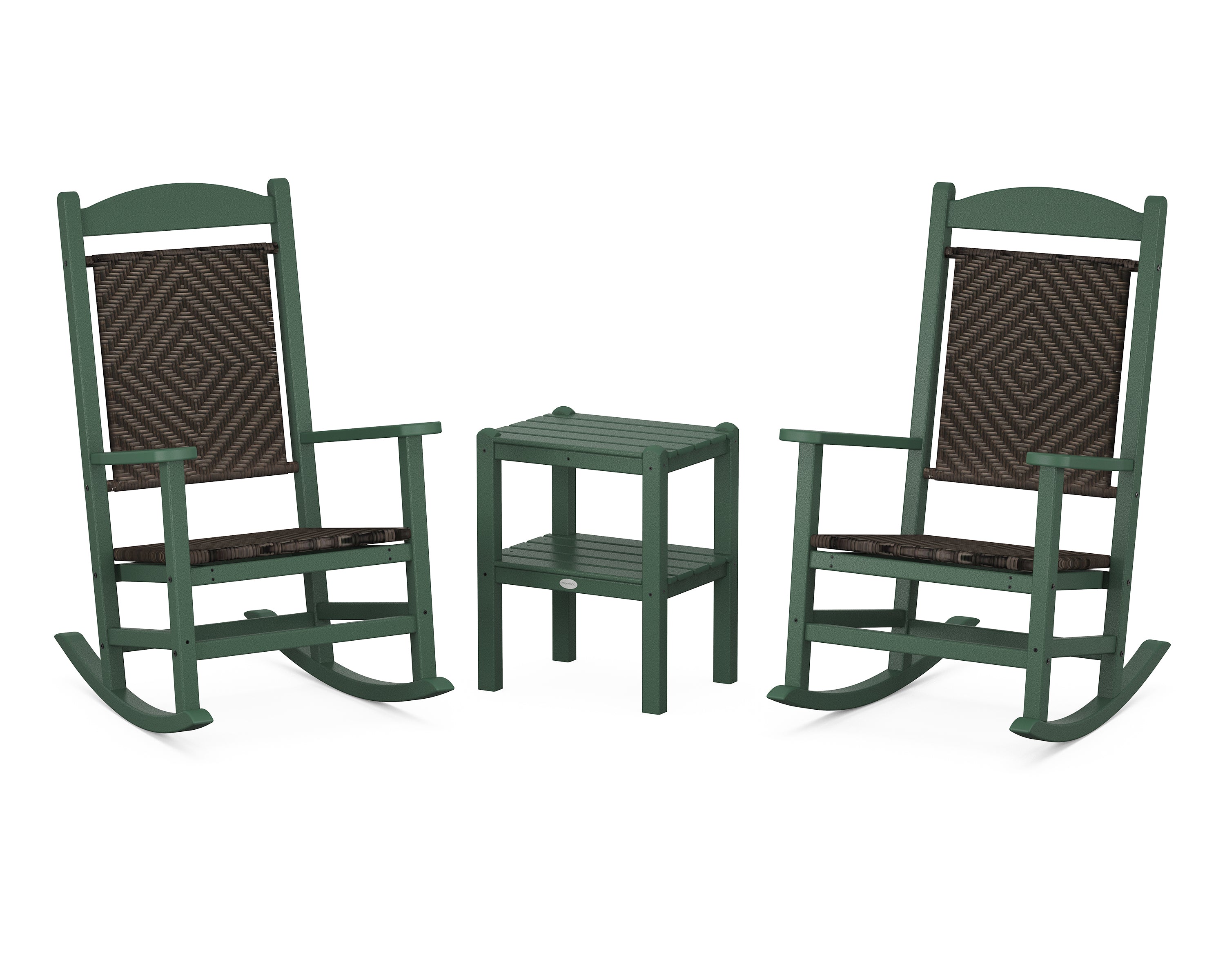 POLYWOOD® Presidential Woven Rocker 3-Piece Set in Green / Cahaba