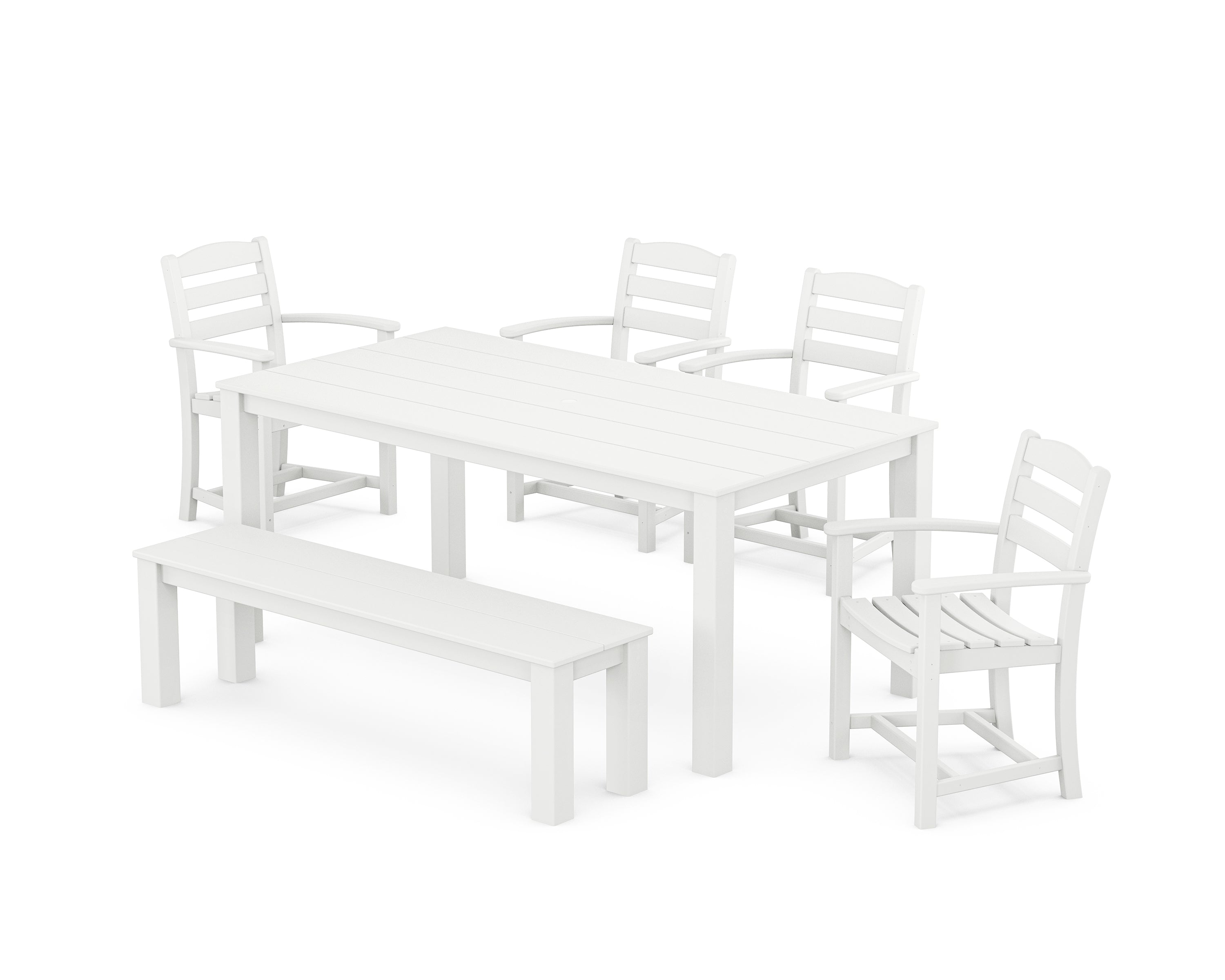 POLYWOOD® La Casa Cafe' 6-Piece Parsons Dining Set with Bench in White