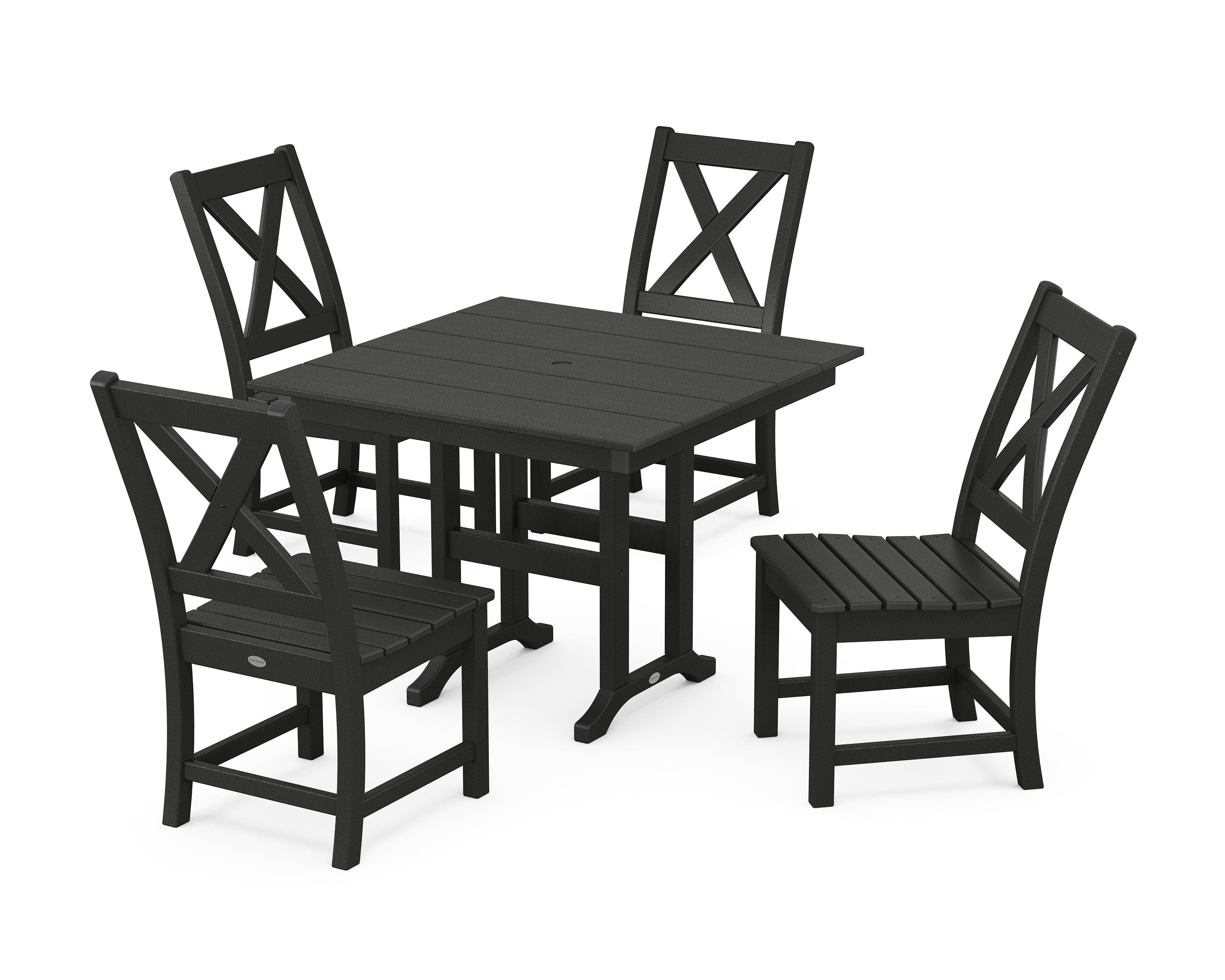 POLYWOOD® Braxton Side Chair 5-Piece Farmhouse Dining Set in Black