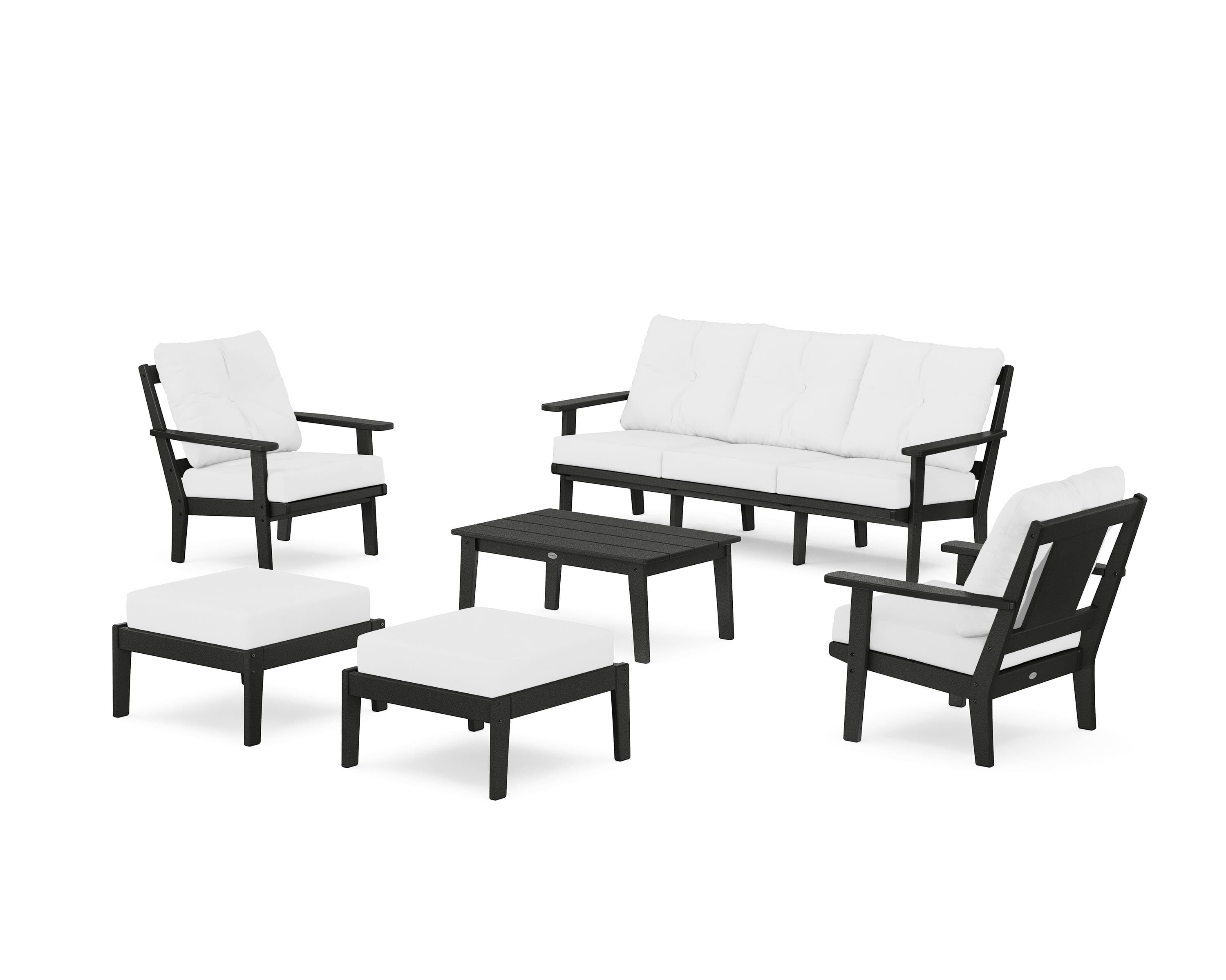 POLYWOOD Prairie 6-Piece Lounge Sofa Set in Black / Natural