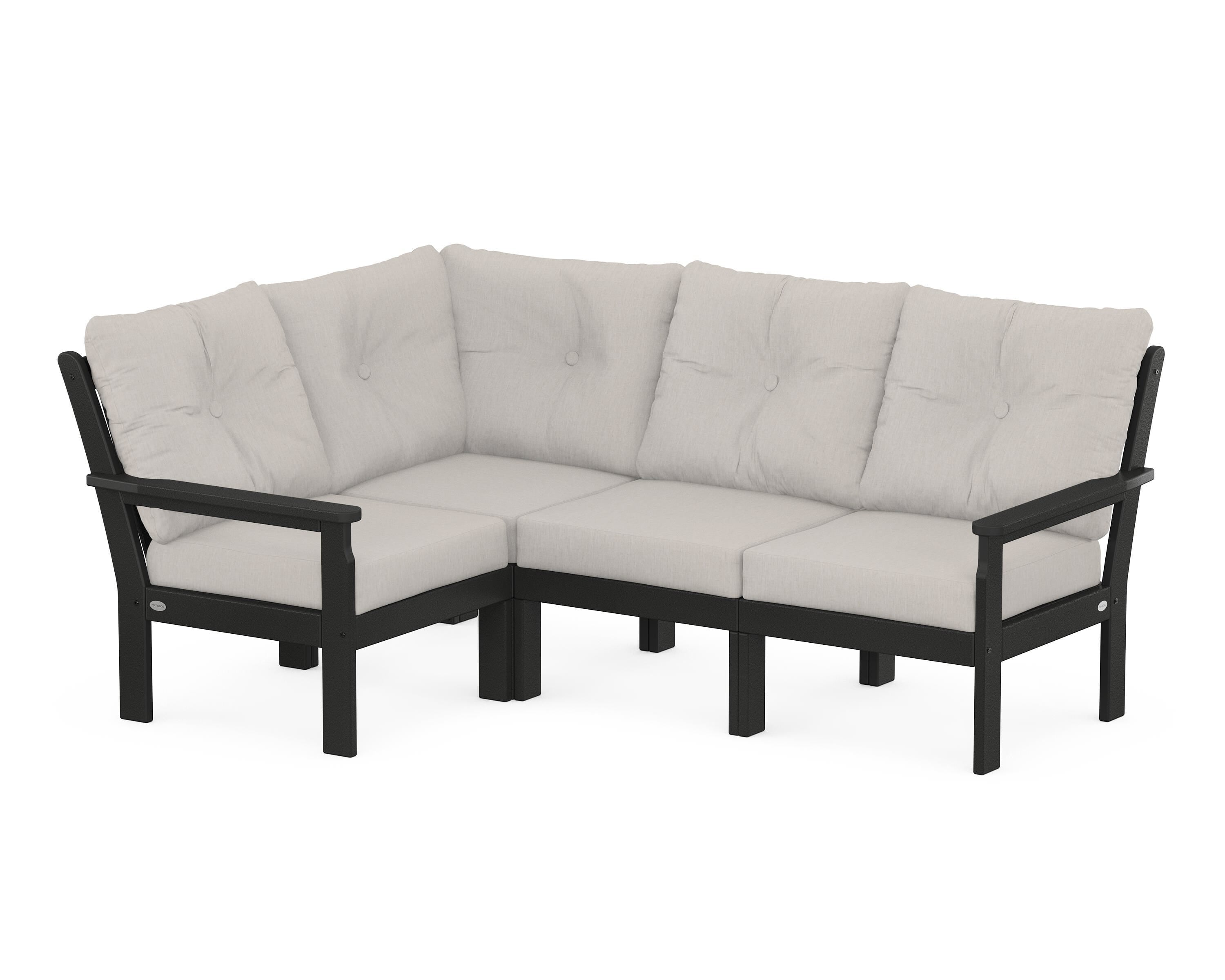 POLYWOOD Vineyard 4-Piece Sectional in Black / Cast Ash