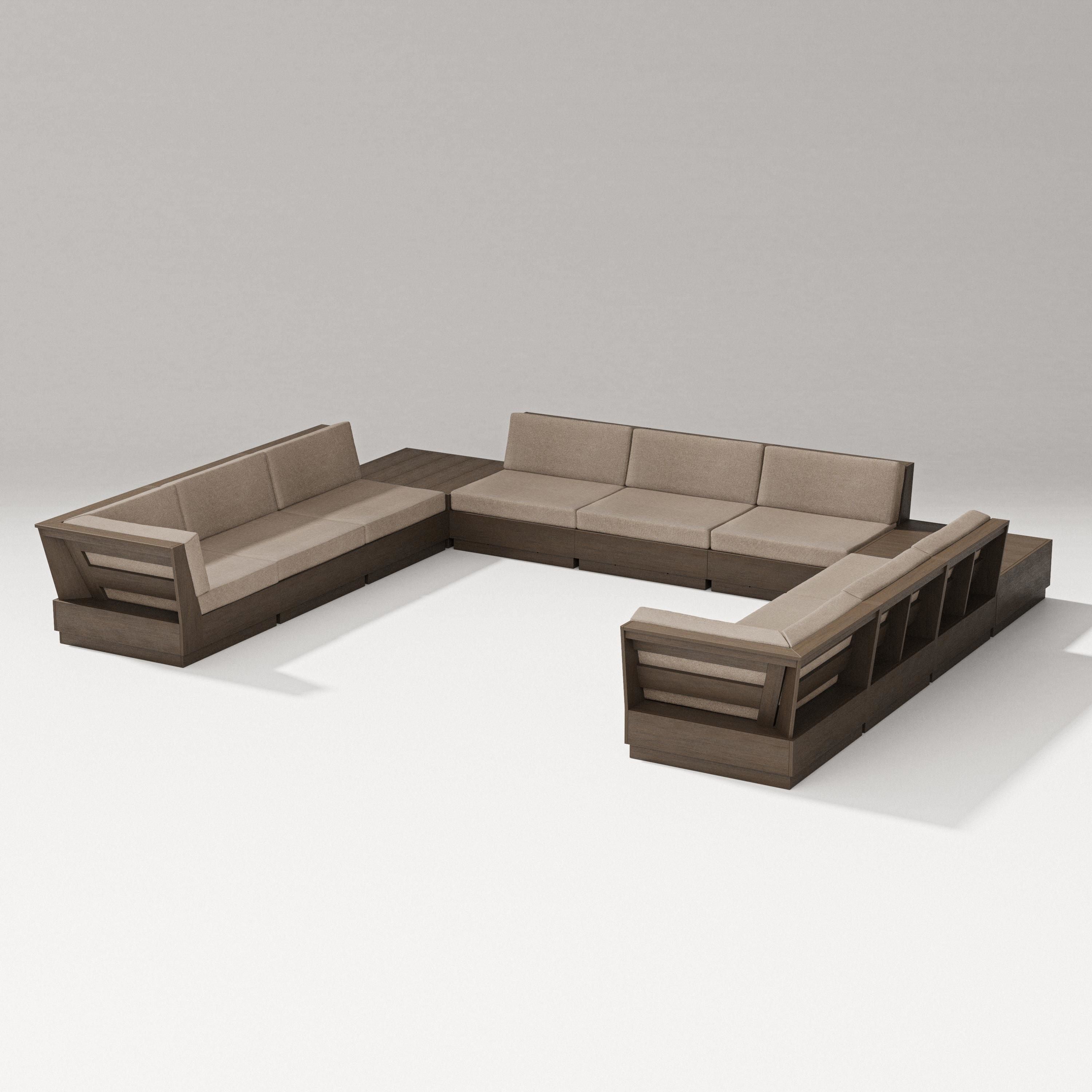 PW Designer Series Elevate 11-Piece U-Shaped Sofa Sectional in Kona / Spiced Burlap