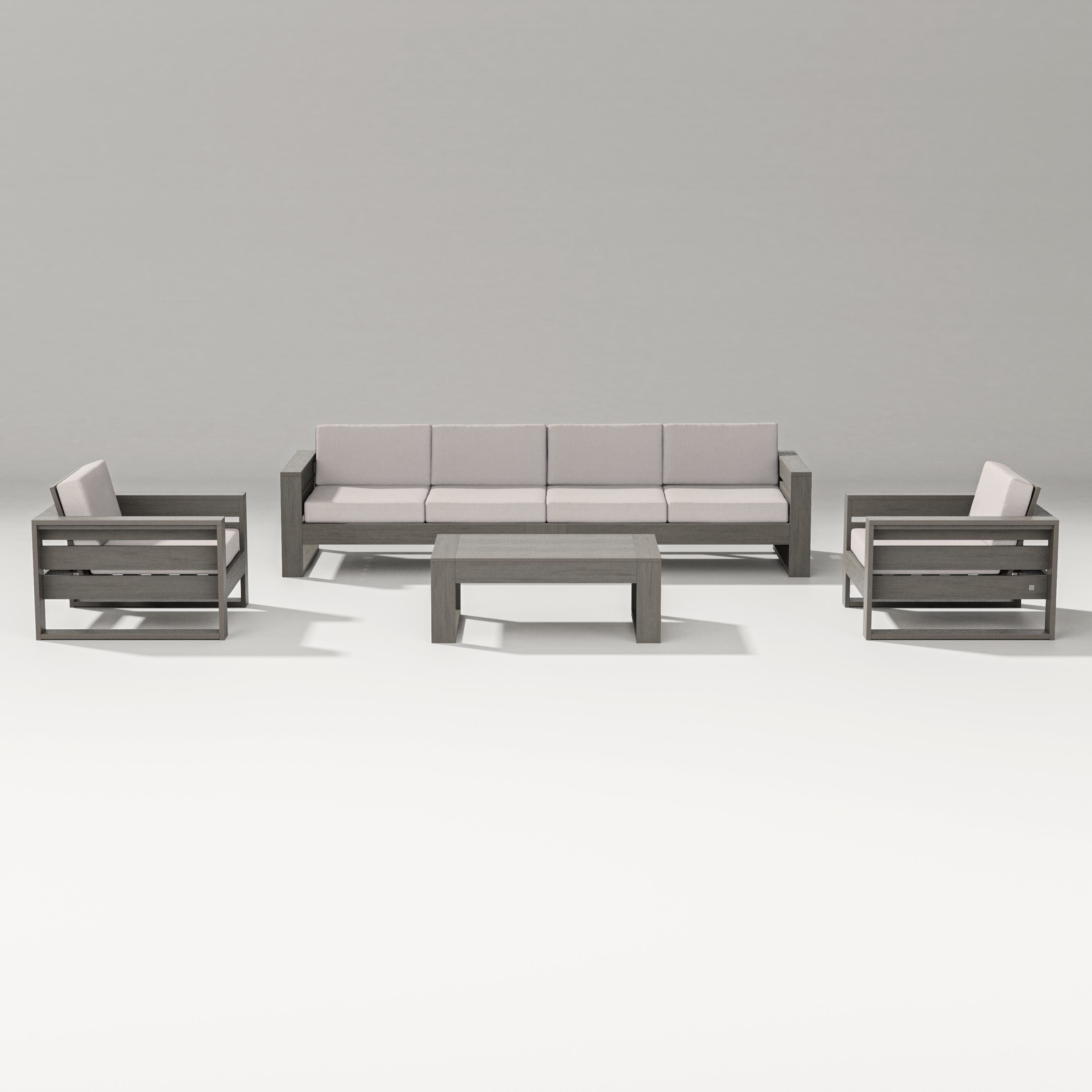 PW Designer Series Latitude 5-Piece Lounge Sofa Set in Driftwood / Dune Burlap