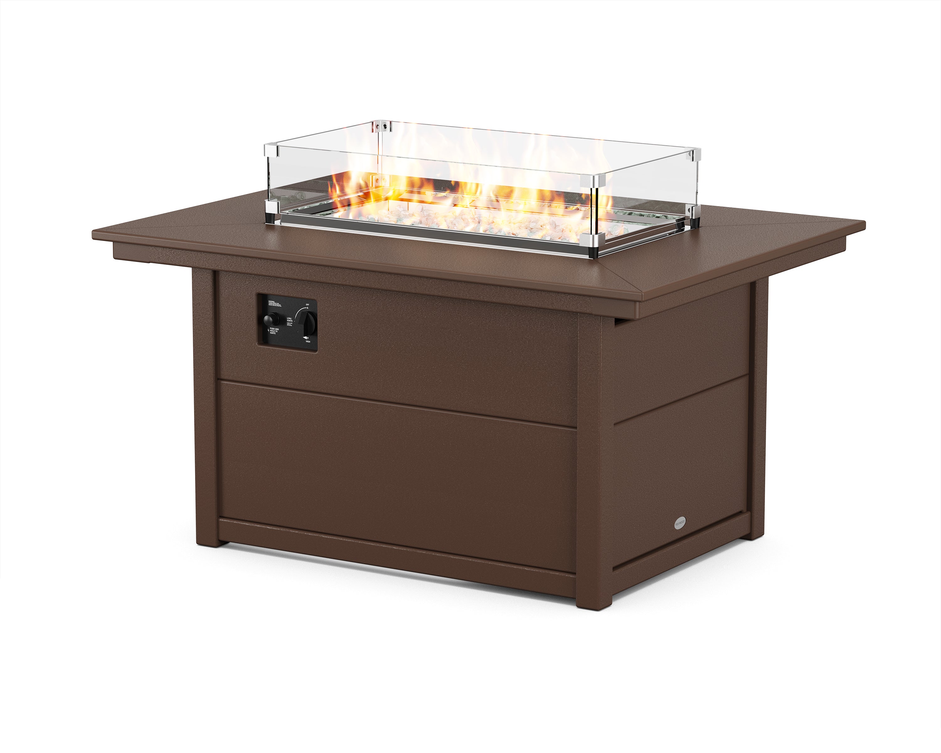 POLYWOOD® Rectangle 34" X 46" Fire Pit Table in Mahogany