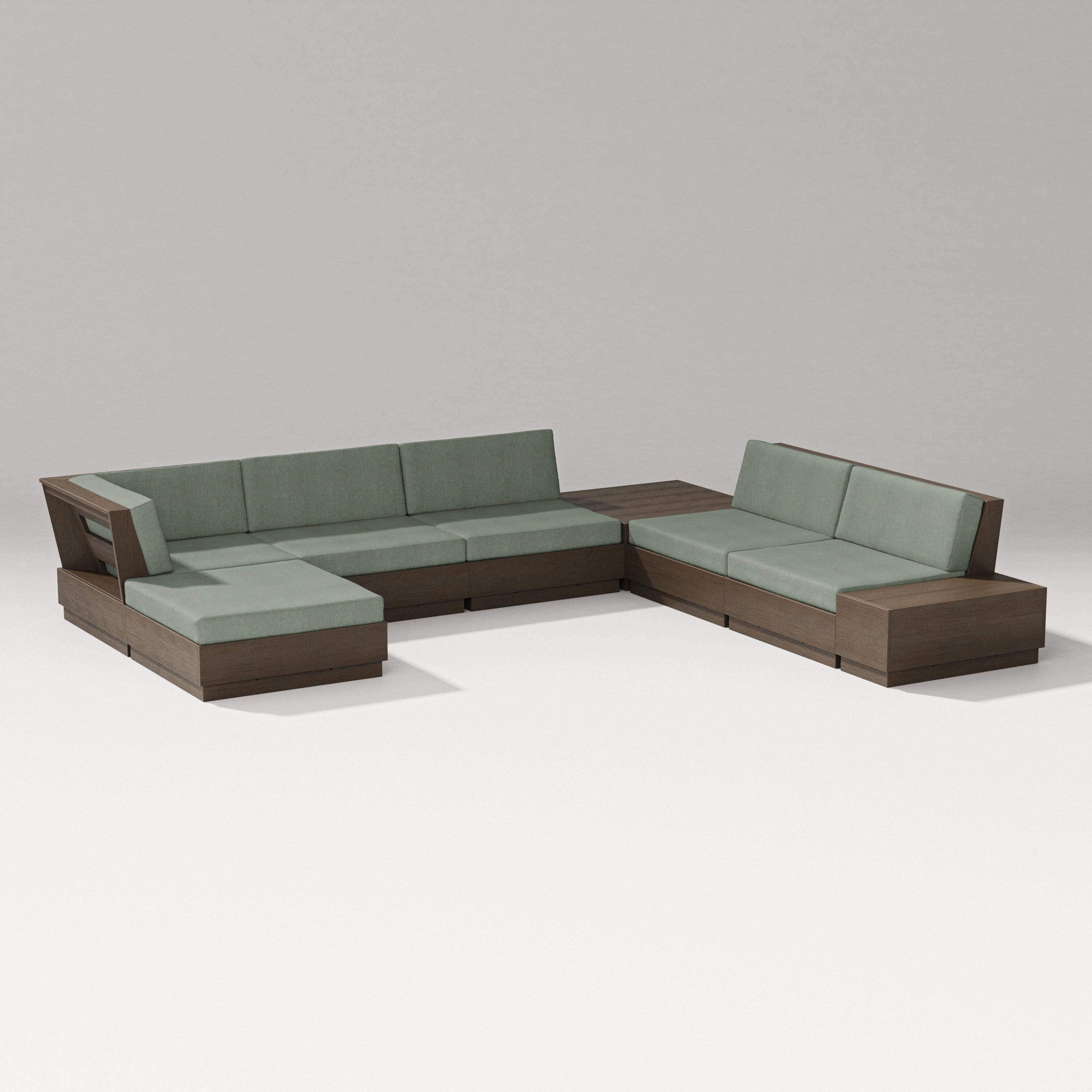 PW Designer Series Elevate 8-Piece Corner Sectional in Kona / Cast Sage