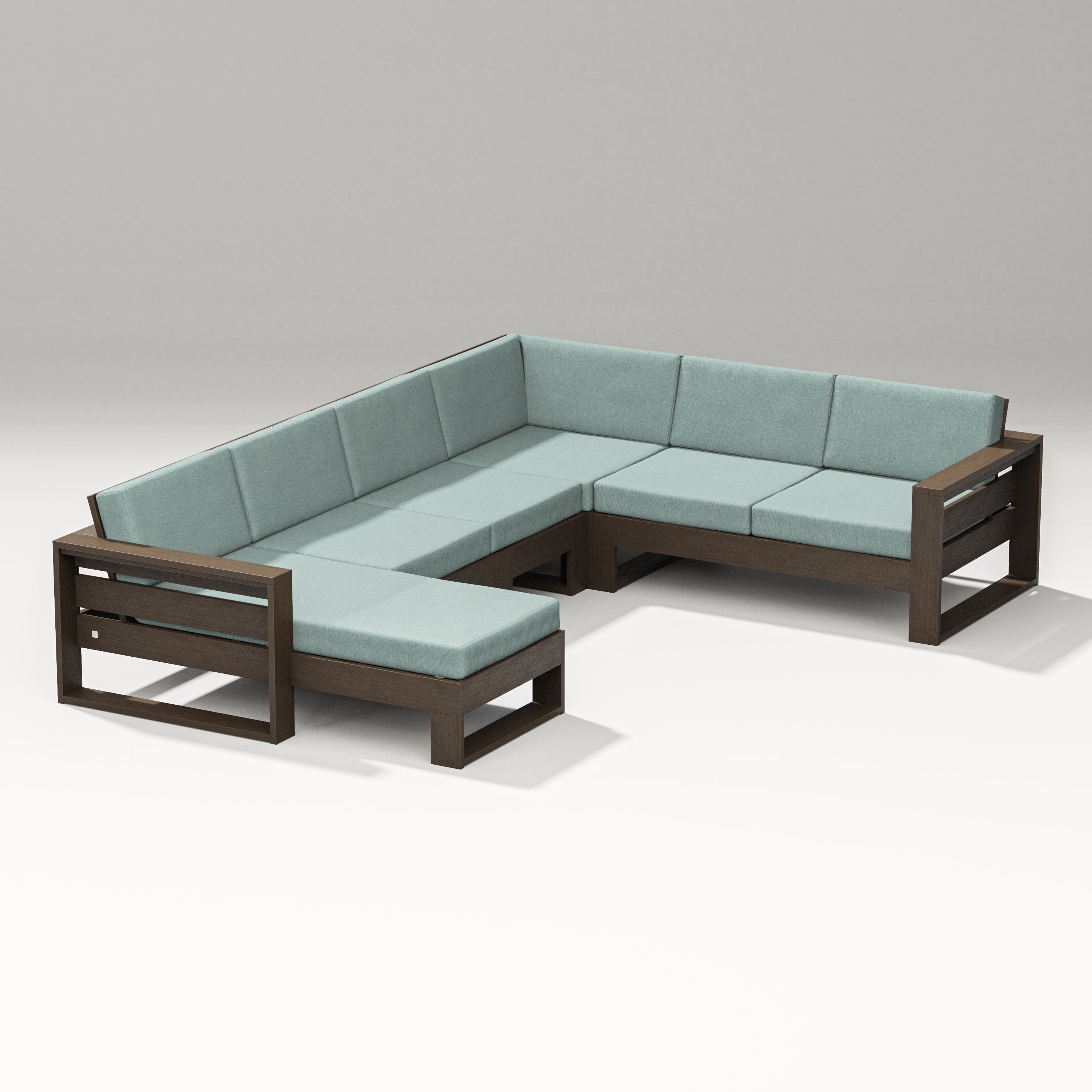 PW Designer Series Latitude Corner Sectional with Left Chaise in Kona / Glacier Spa