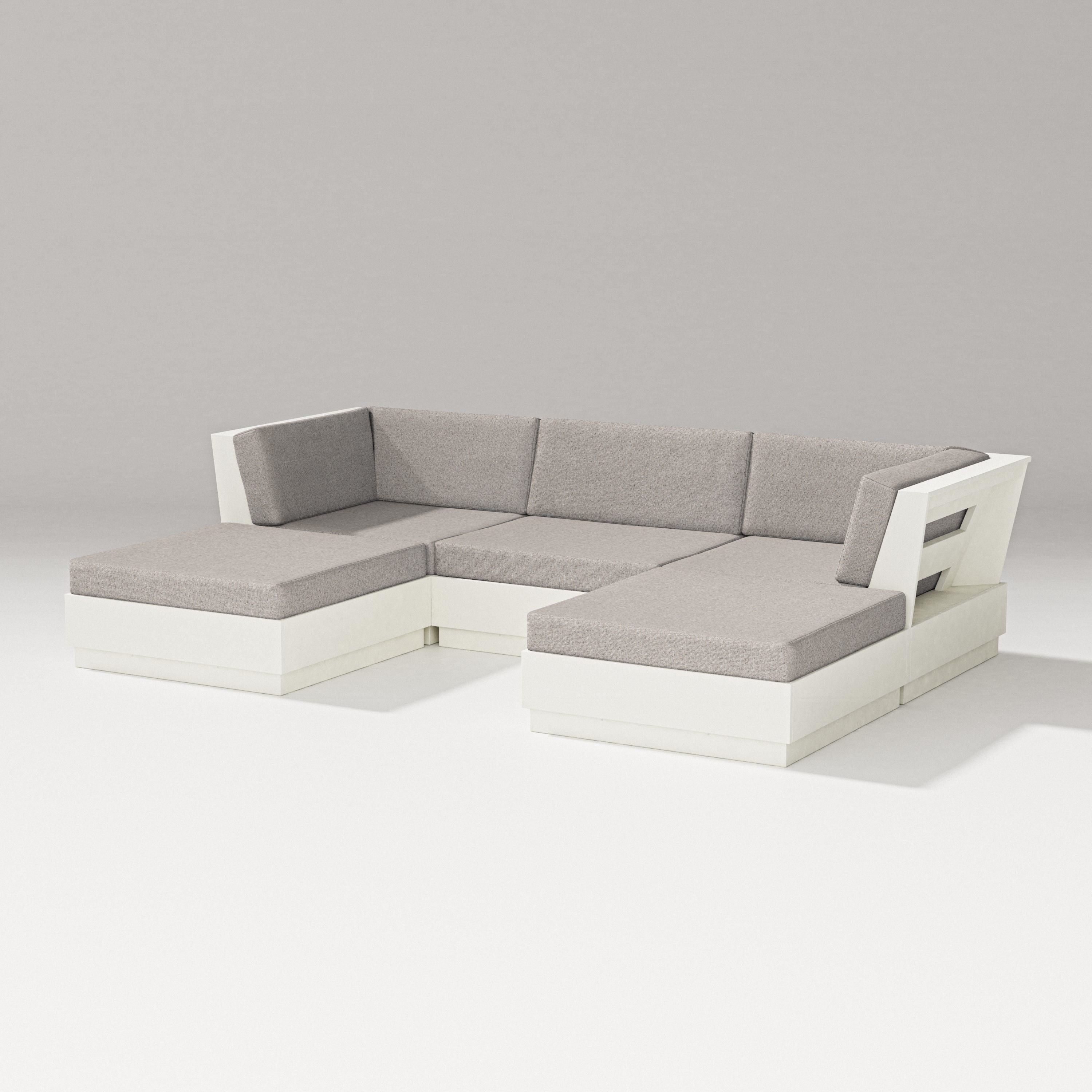 PW Designer Series Elevate Double Chaise Sectional in Vintage White / Weathered Tweed