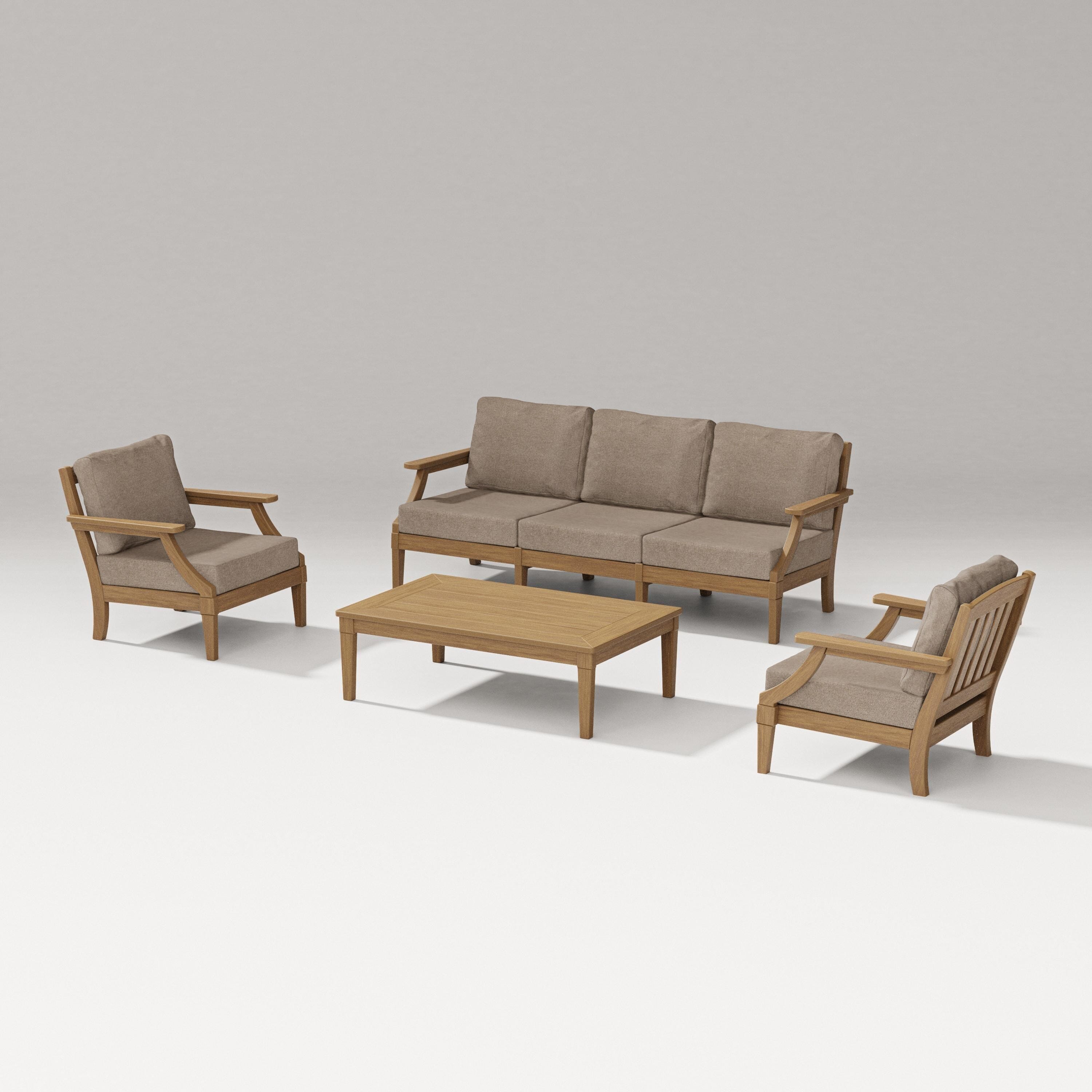 PW Designer Series Estate 4-Piece Lounge Sofa Set in Natural / Spiced Burlap