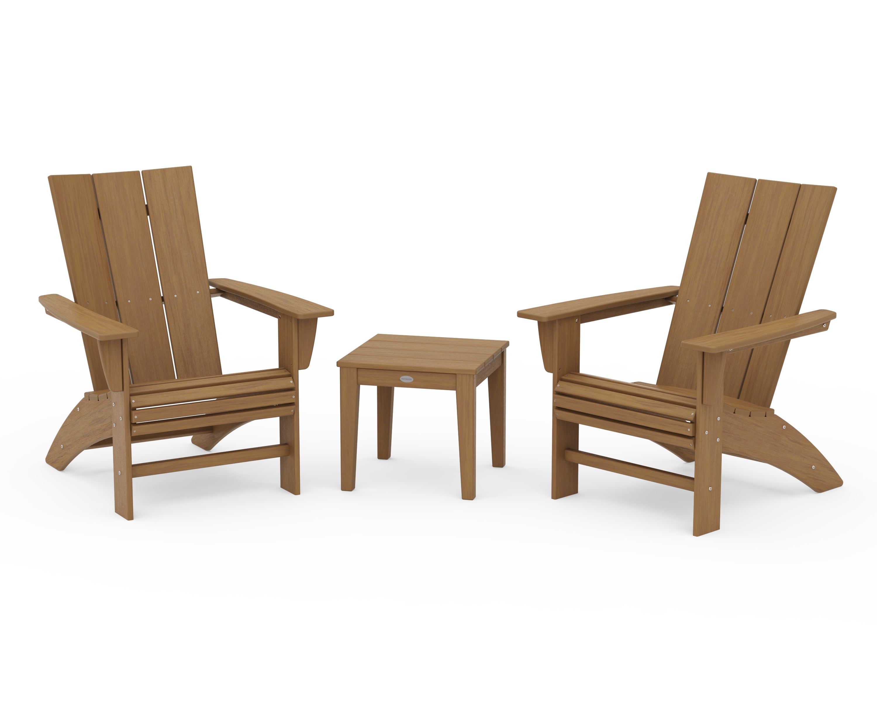 POLYWOOD Modern 3-Piece Curveback  Adirondack Set in Natural