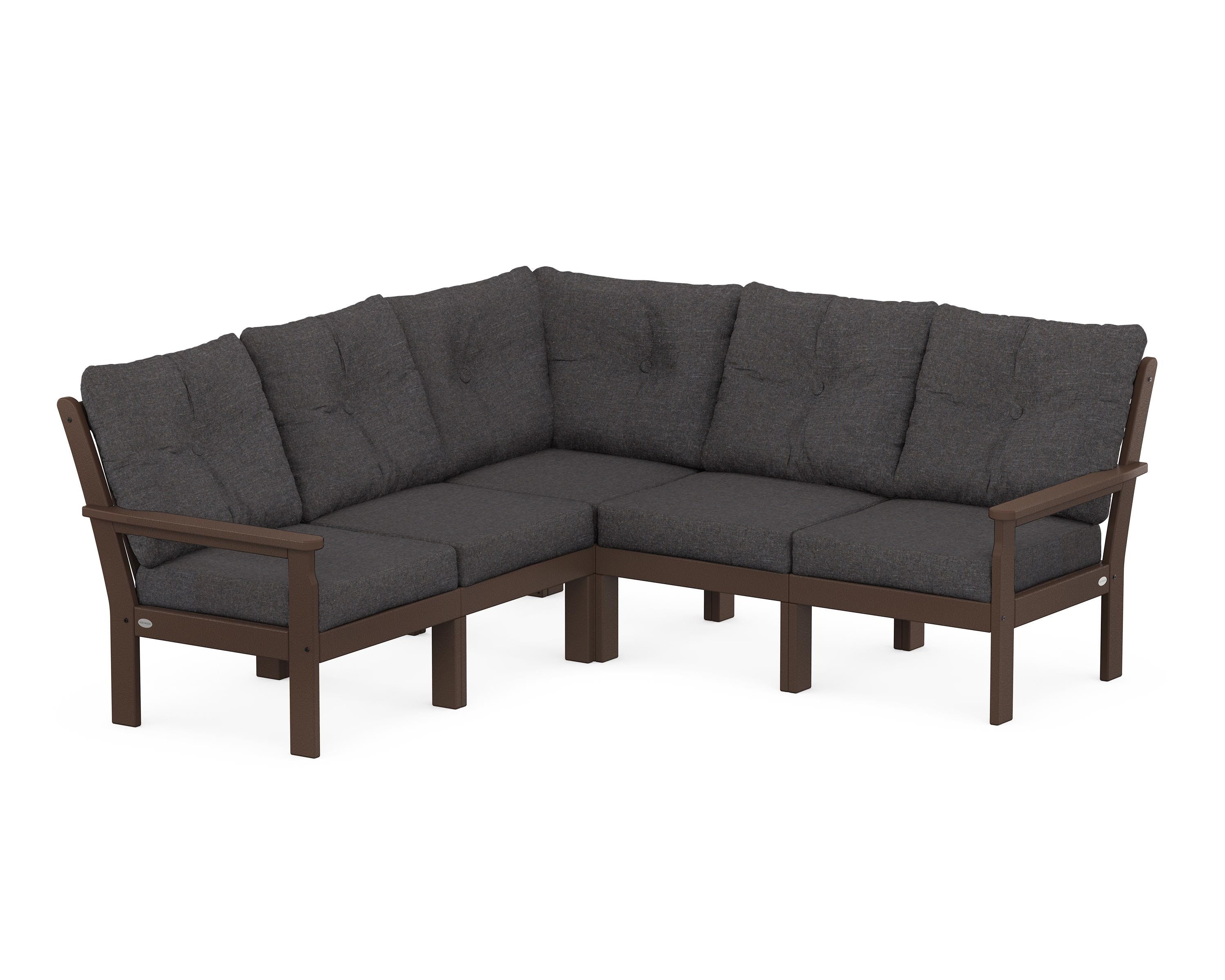 POLYWOOD Vineyard 5-Piece Sectional in Mahogany / Ash Charcoal