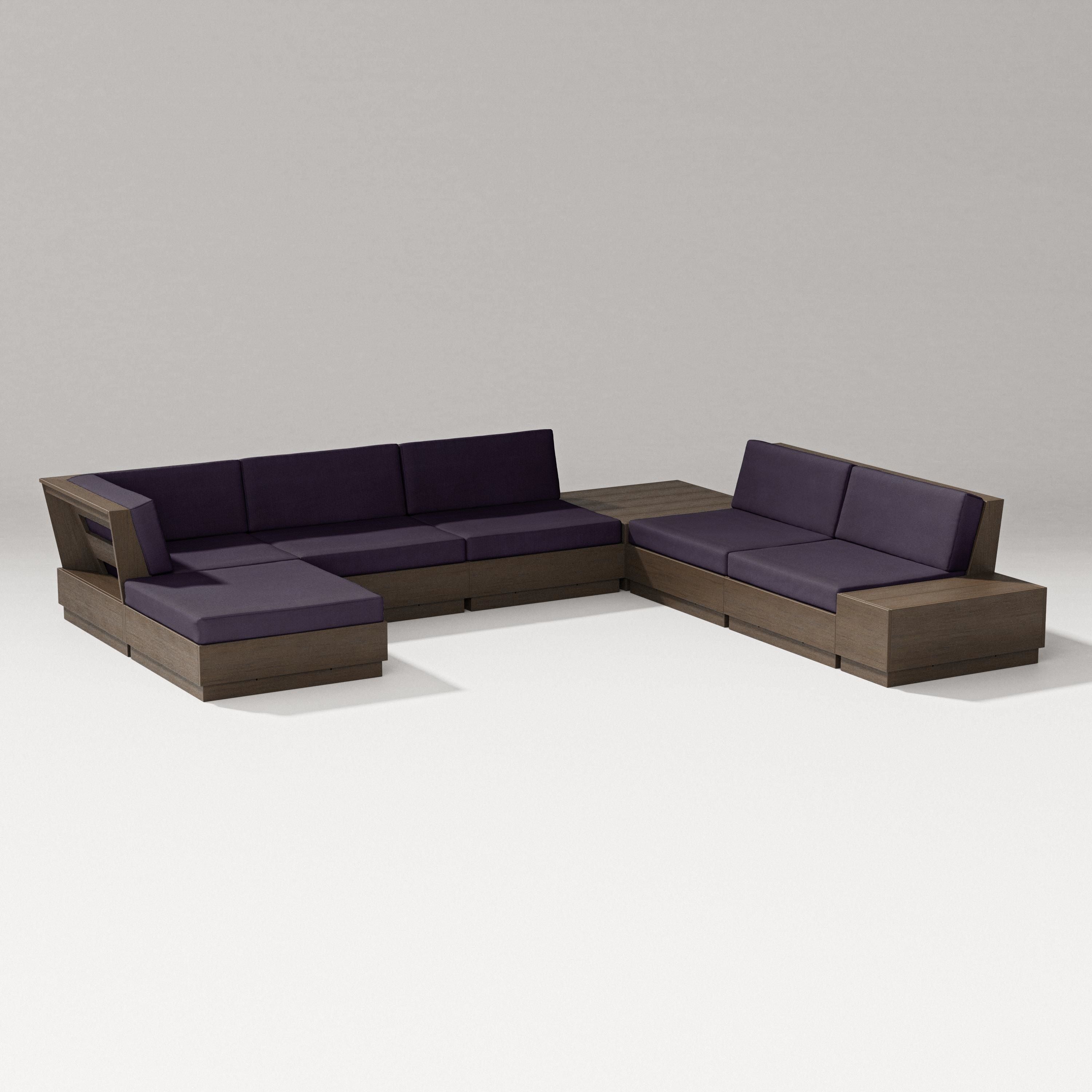 PW Designer Series Elevate 8-Piece Corner Sectional in Kona / Navy Linen