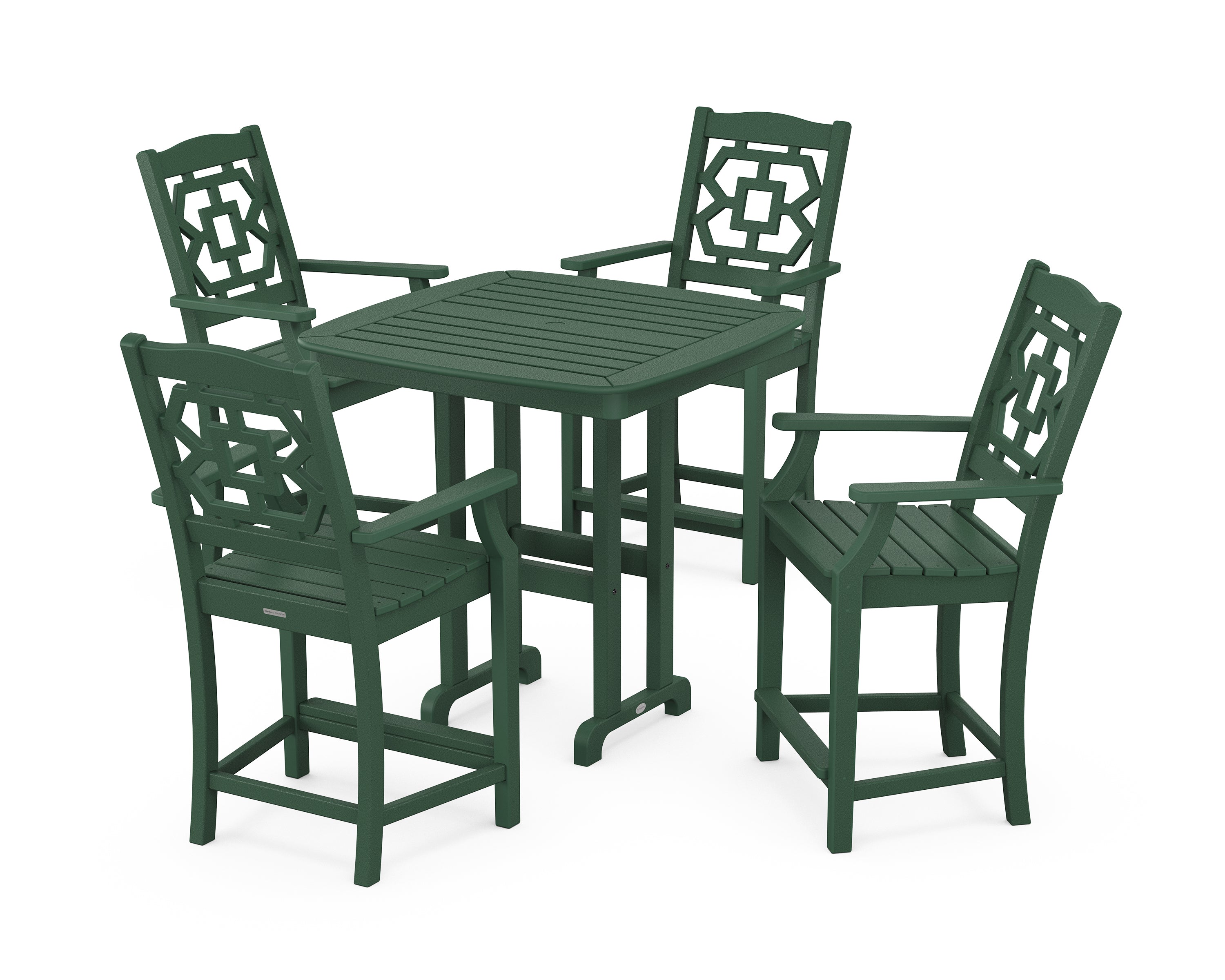 Martha Stewart by POLYWOOD® Chinoiserie 5-Piece Counter Set in Green