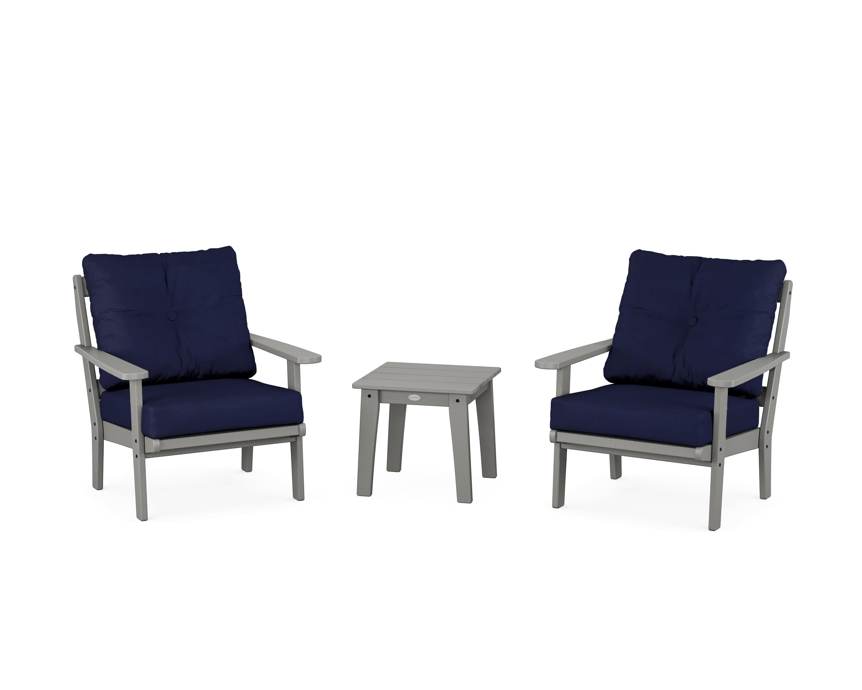 POLYWOOD Mission 3-Piece Deep Seating Set in Slate Grey / Navy