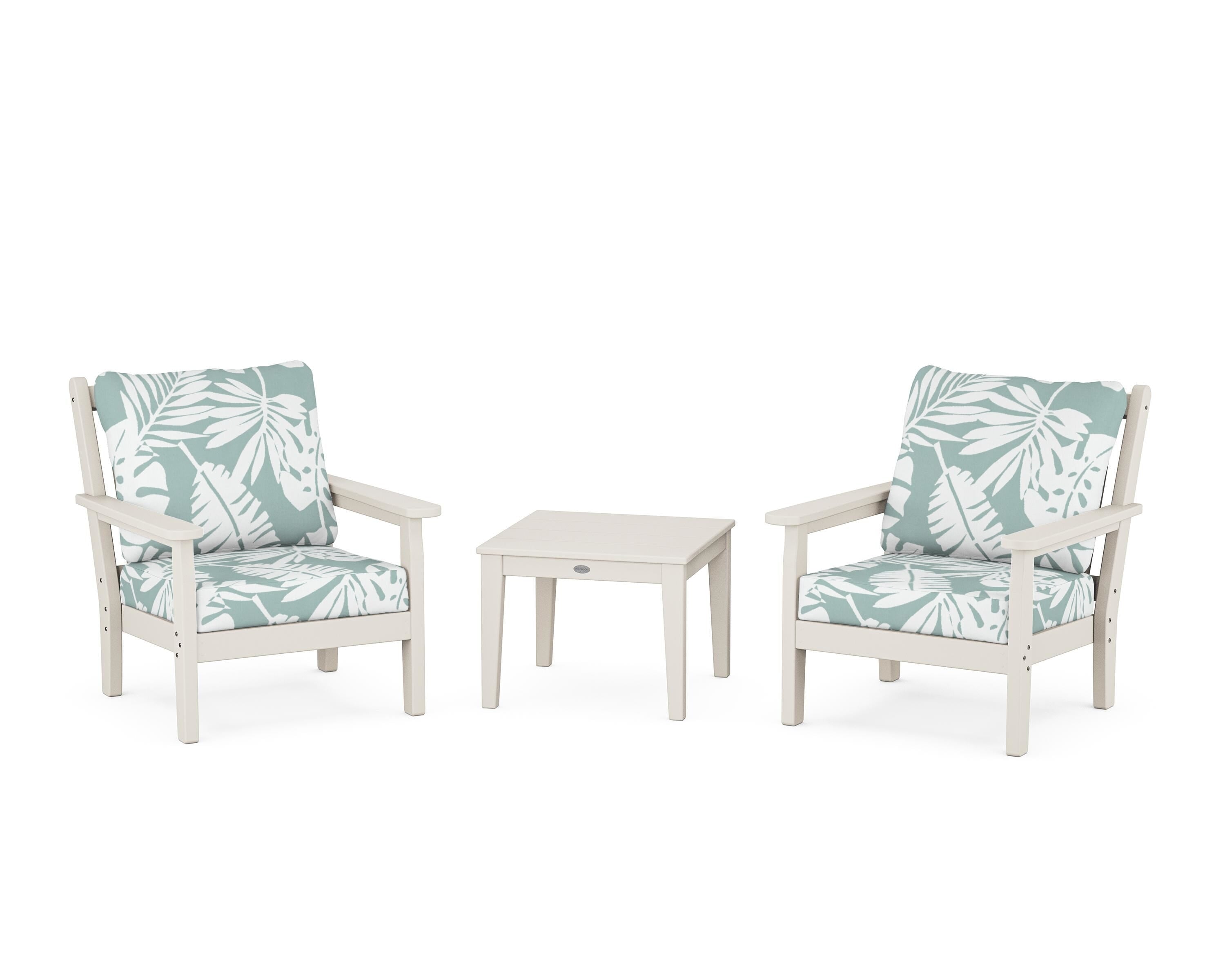 POLYWOOD Chippendale 3-Piece Deep Seating Set in Sand / Leaf Glacier Spa