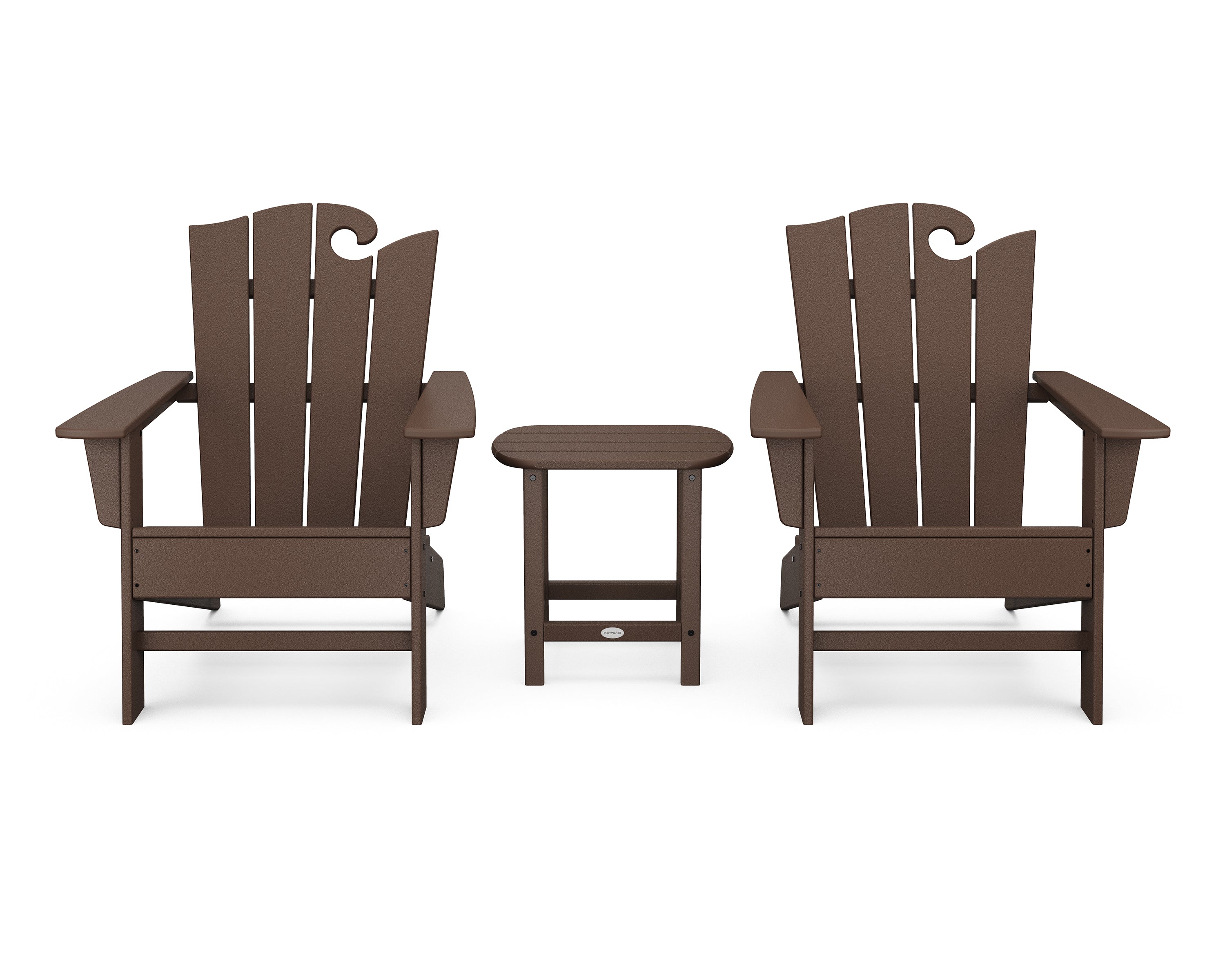 POLYWOOD® Wave 3-Piece Adirondack Set with The Ocean Chair in Mahogany