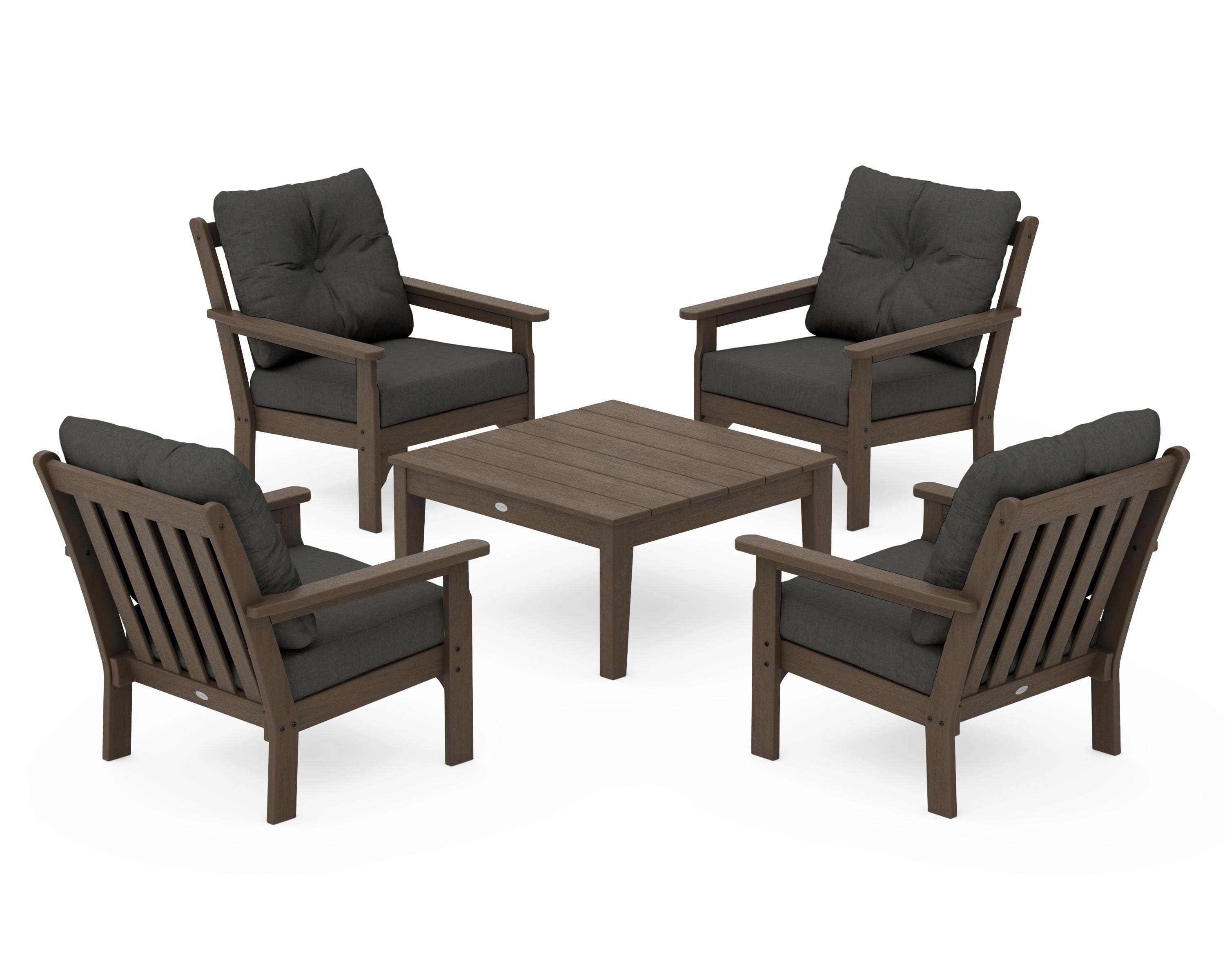 POLYWOOD Vineyard 5-Piece Deep Seating Conversation Set in Kona / Spectrum Carbon