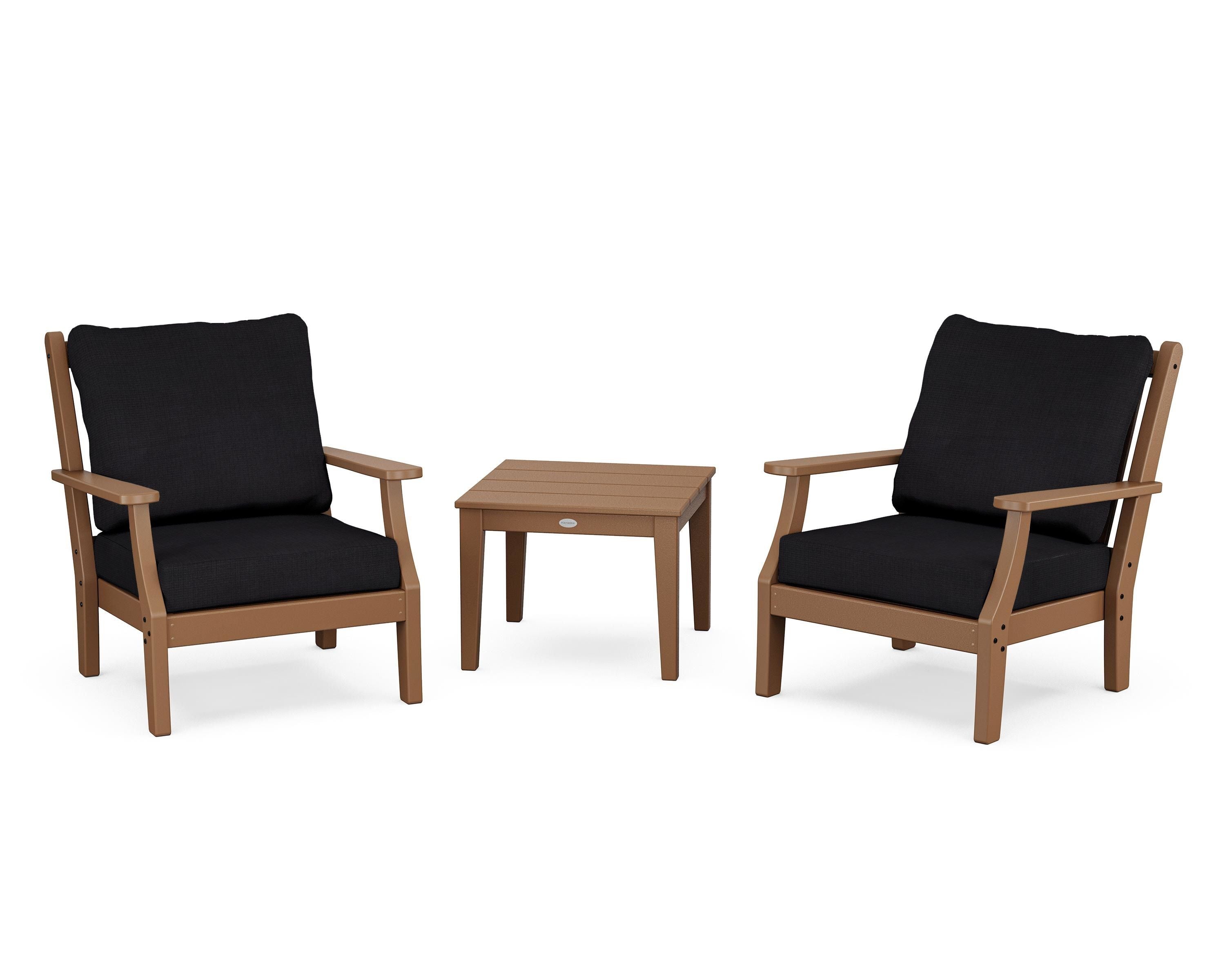 Country Living Wovendale 3-Piece Deep Seating Set in Teak / Midnight Linen