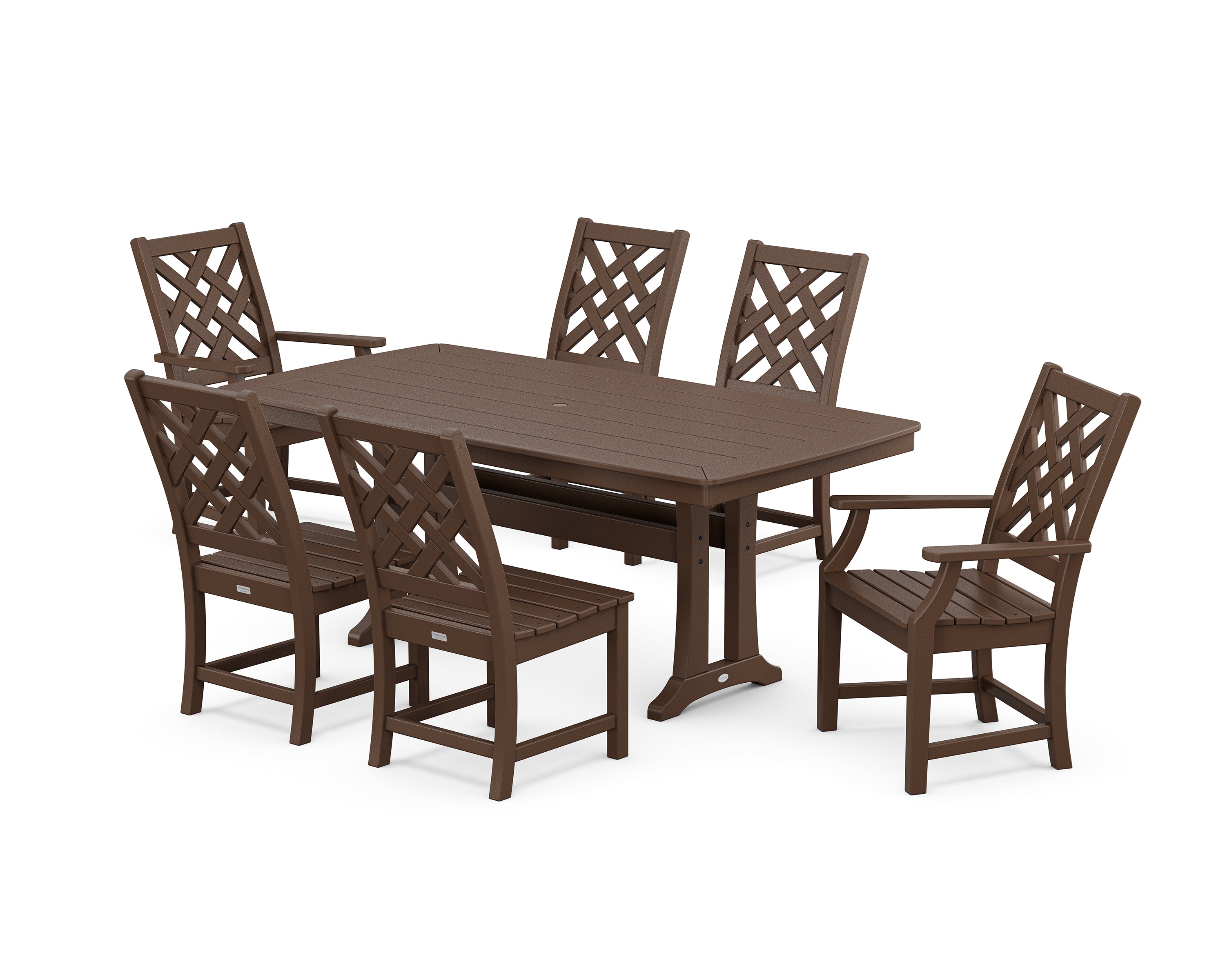 Country Living Wovendale 7-Piece Dining Set with Trestle Legs in Mahogany