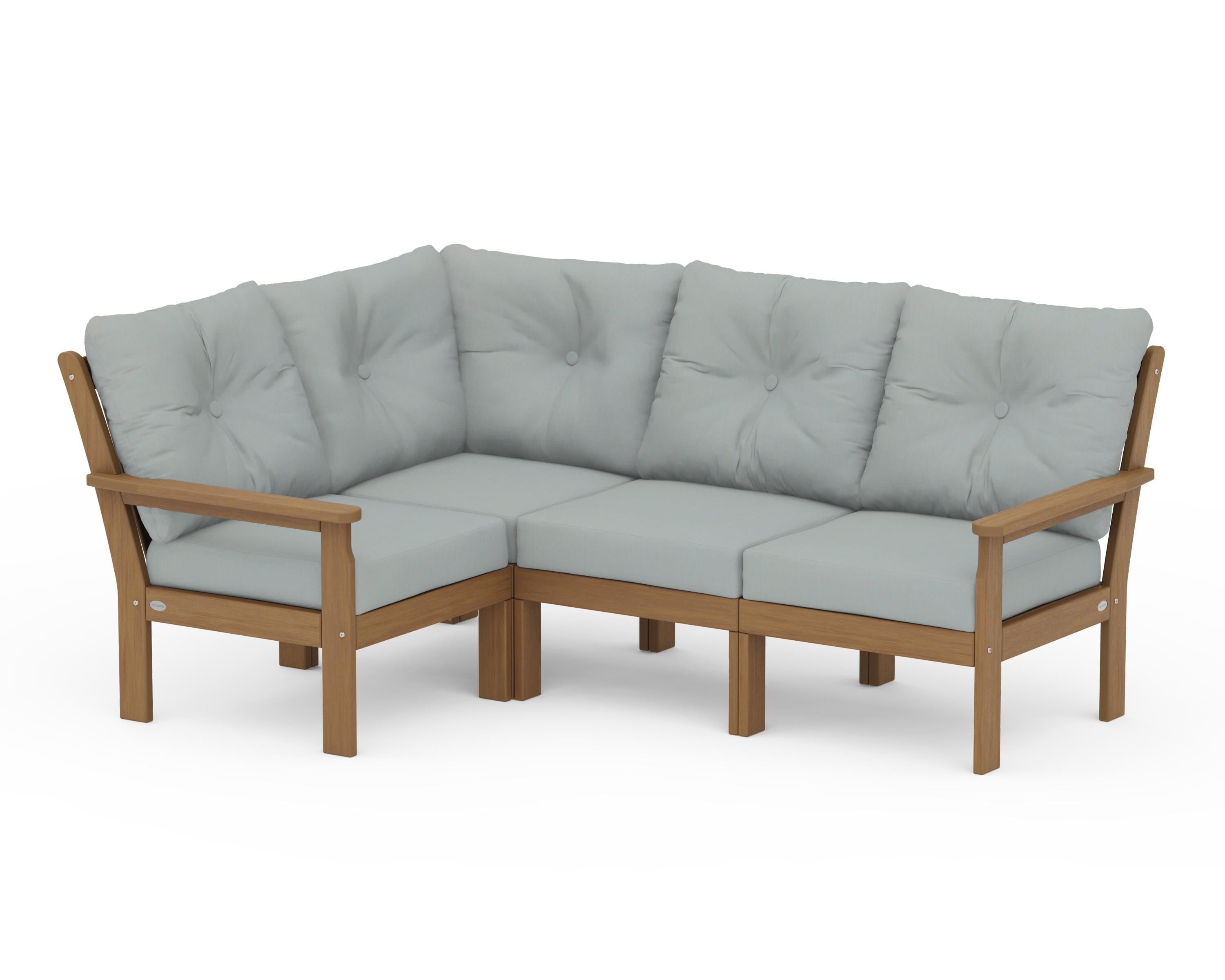 POLYWOOD Vineyard 4-Piece Sectional in Natural / Spa