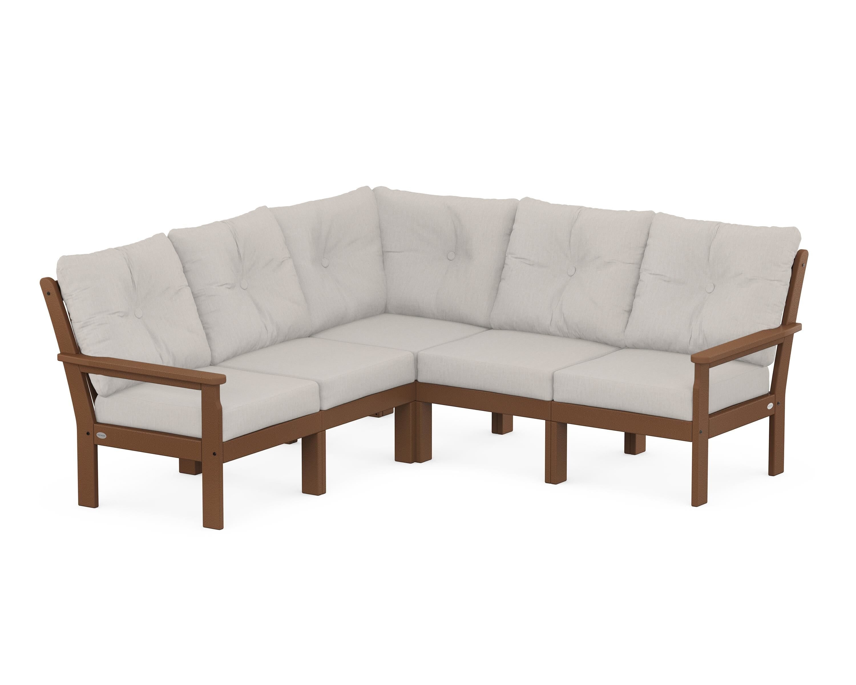POLYWOOD Vineyard 5-Piece Sectional in Teak / Cast Ash